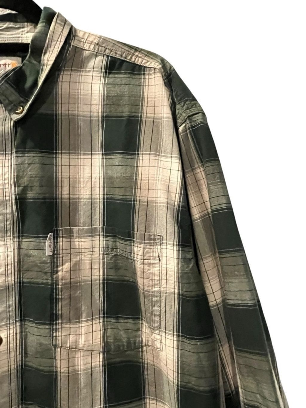 Carhartt Carhartt Relaxed Fit XL Green Gray Plaid Button Down Shirt Size US XL / EU 56 / 4 - 2 Thumbnail