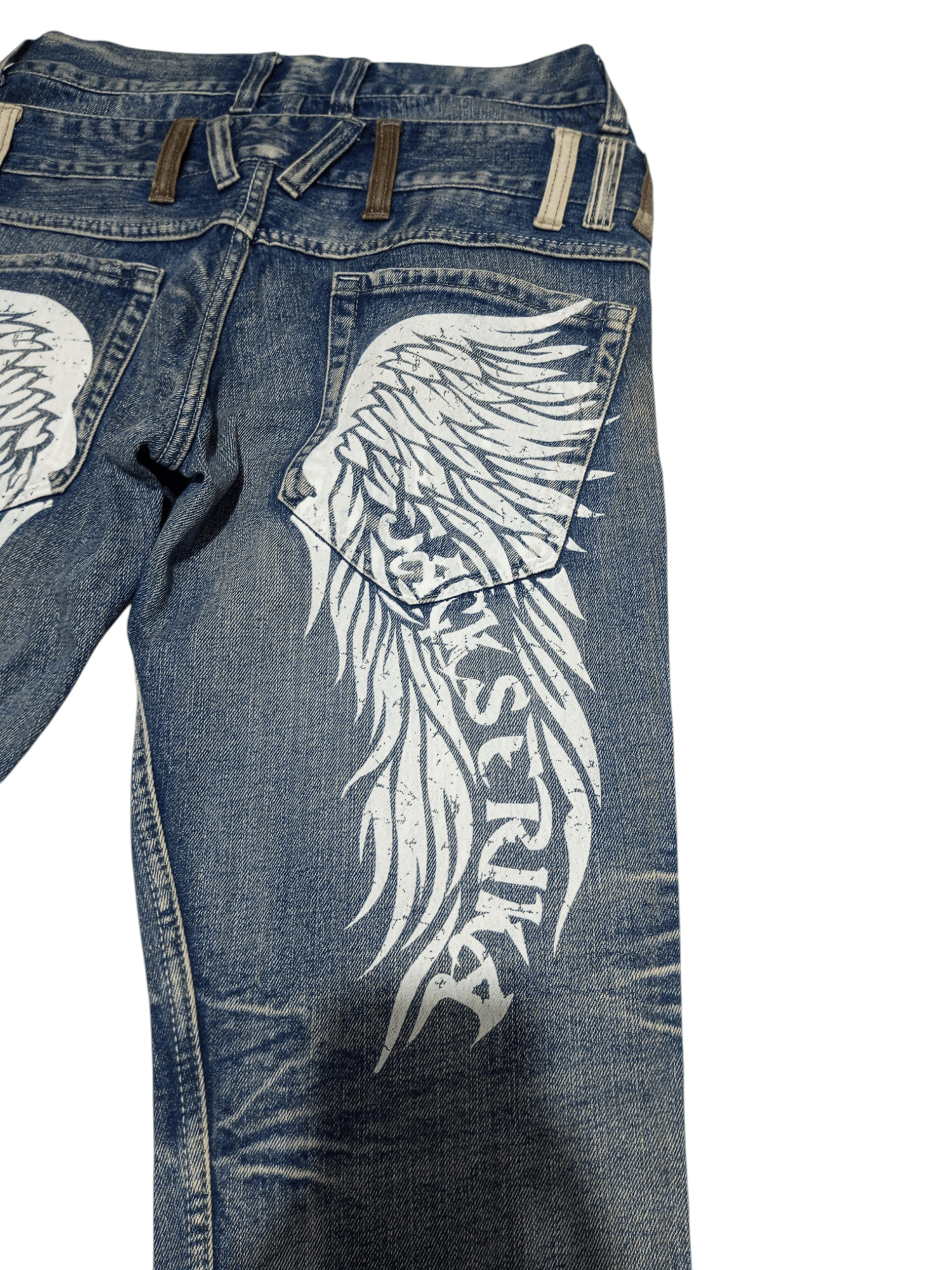 Japanese Brand Vintage Jack Serika double waist wings flare jeans Size US 32 / EU 48 - 3 Thumbnail