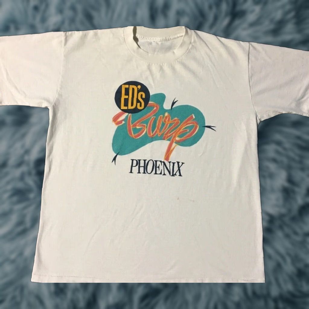 Vintage VINTAGE 80s Ed’s Burp Phoenix Shirt M Arizona Bar Diner Beer Biker Grunge 90s Shirt Mens White M USA Single Stitch Vintage Shirt Size US M / EU 48-50 / 2 - 1 Thumbnail