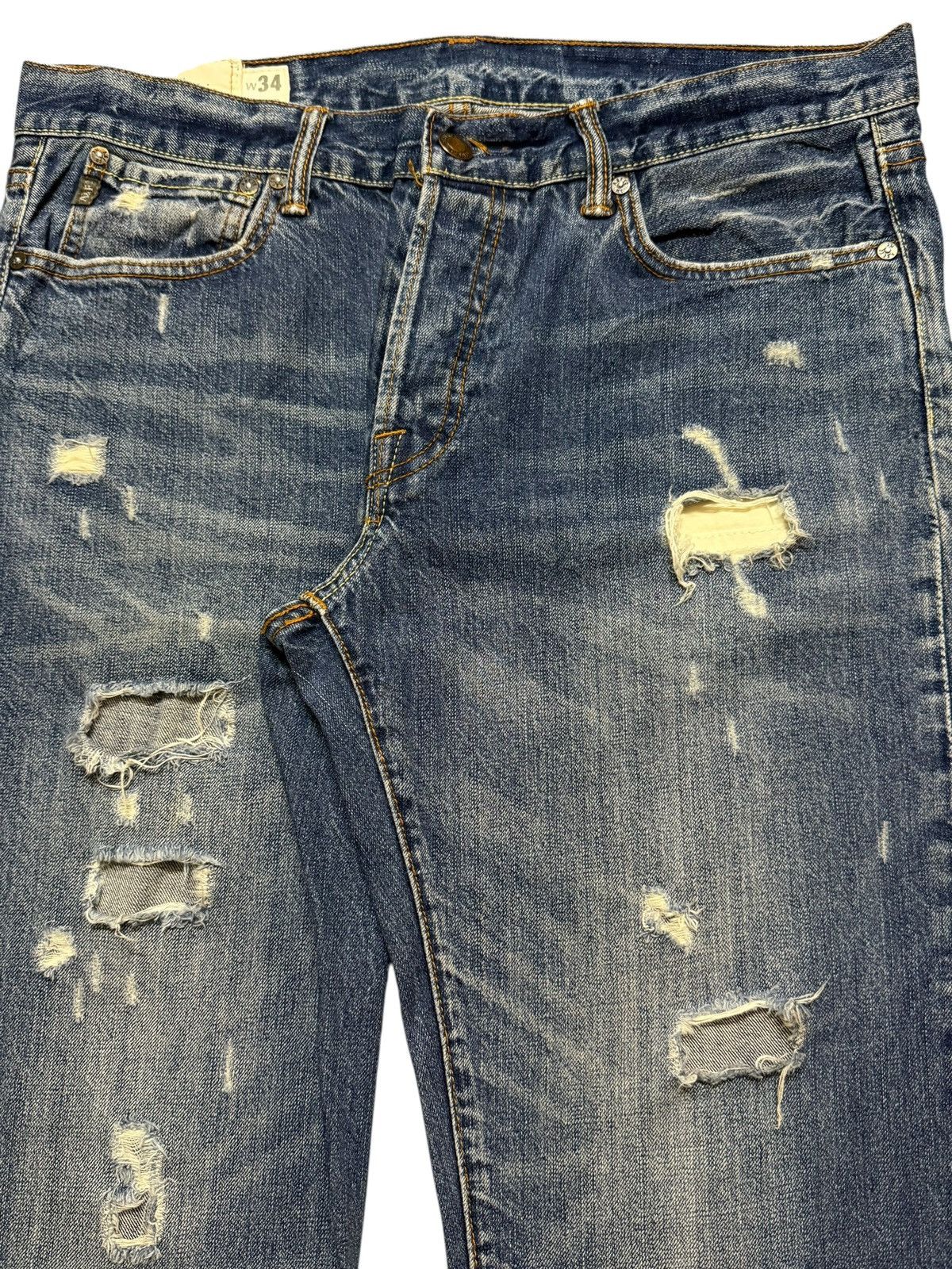 Abercrombie & Fitch Vintage 90s Abercrombie & Fitch Blue Wash Ripped Regular Fit Size US 34 / EU 50 - 3 Thumbnail