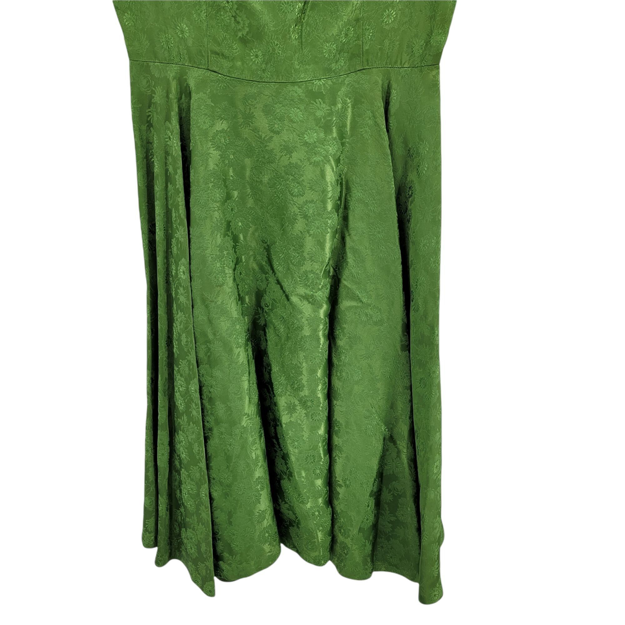 Vintage 50's Jay Herbert Midi Dress Sz S Avocado Brocade Boat Neck O Size S / US 4 / IT 40 - 6 Thumbnail