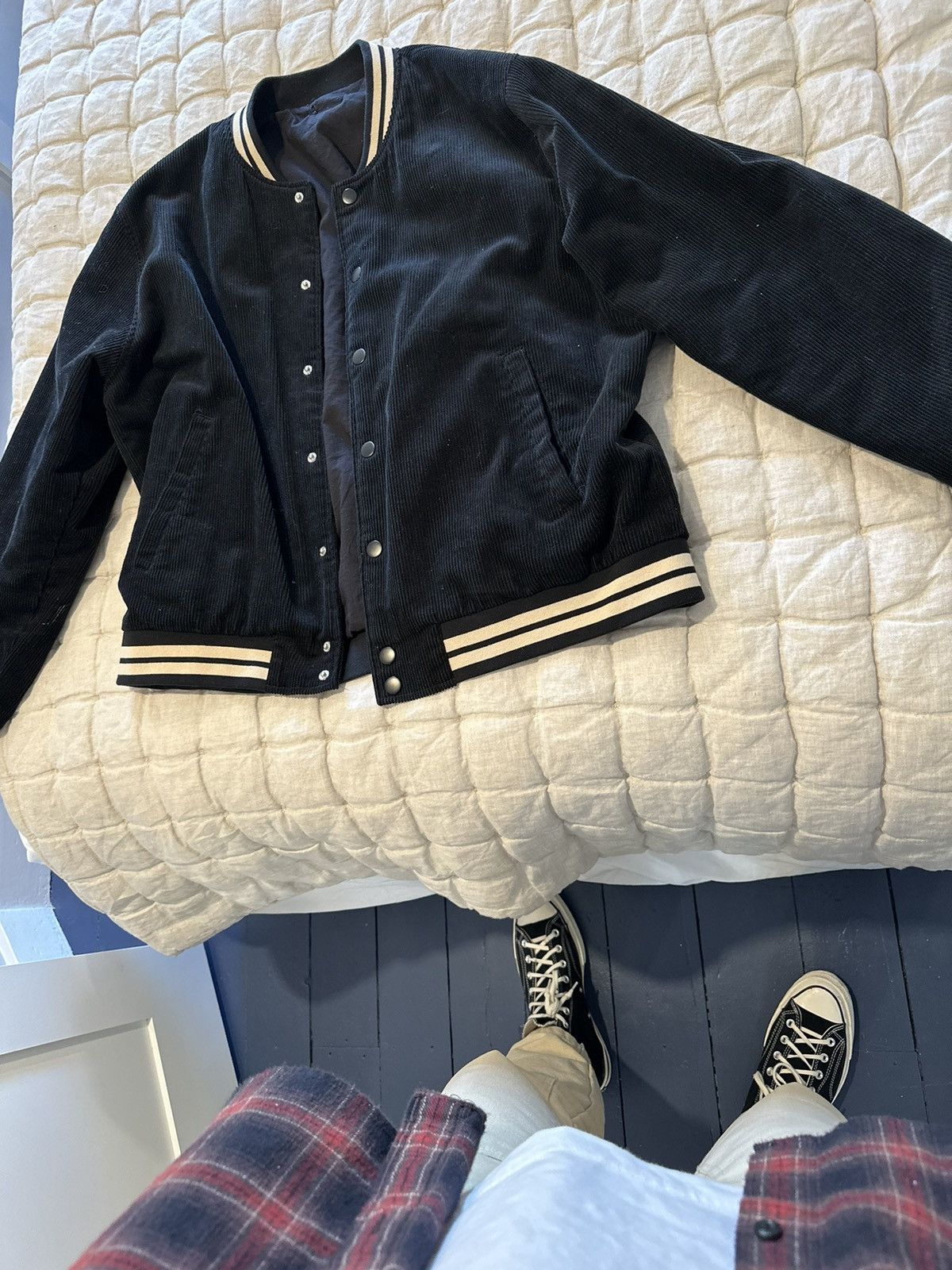 Forever 21 Black corduroy varsity bomber Size US XL / EU 56 / 4 - 2 Thumbnail