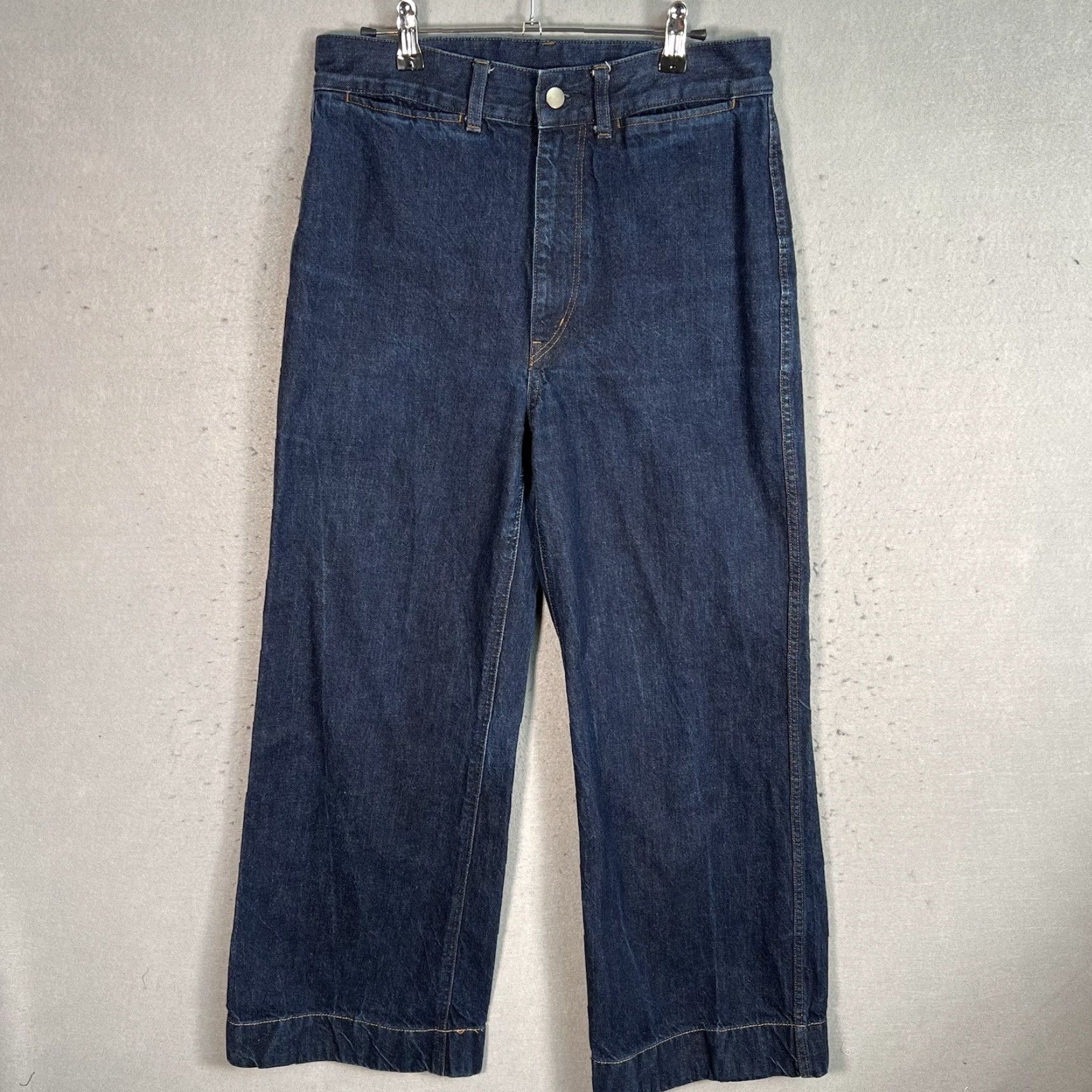 Uniqlo Uniqlo Jeans Women Wide-Leg 29 Blue Dark Wash 100% Cotton Denim Adult Womens Regular Inseam 277 Size 29" - 2 Thumbnail