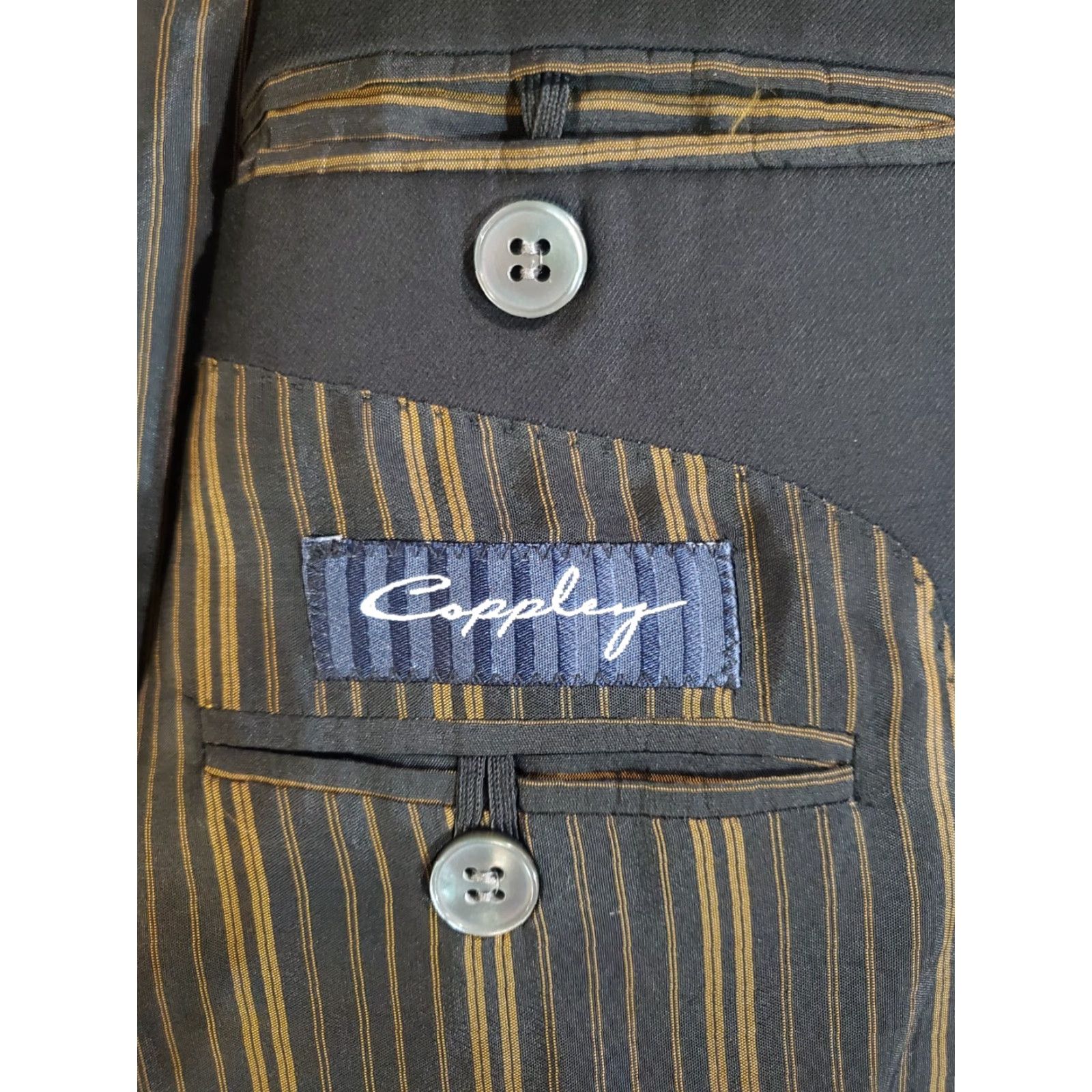 Vintage COPPLEY Signature 100% Wool Suit Coat Blazer Mens Size 44R Dark Gray/Blue Size 44R - 5 Thumbnail