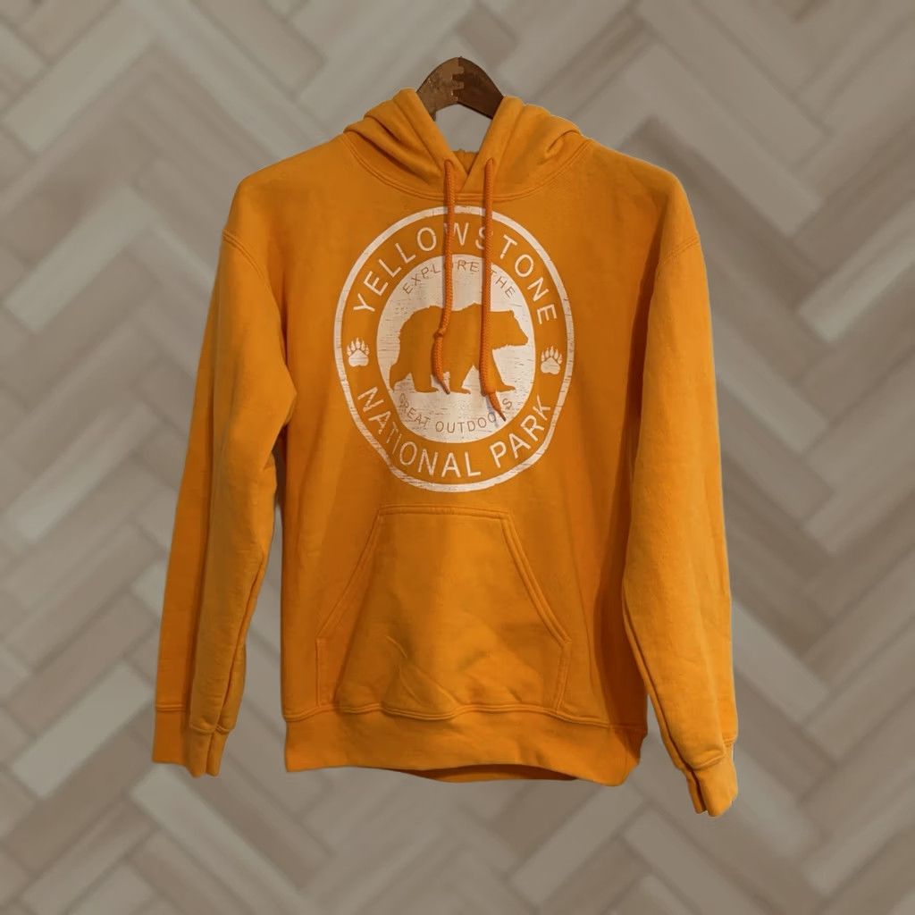 Vintage Yellowstone Park Hoodie Orange Pullover Sweatshirt Small Unisex Adults Size US S / EU 44-46 / 1 - 1 Thumbnail