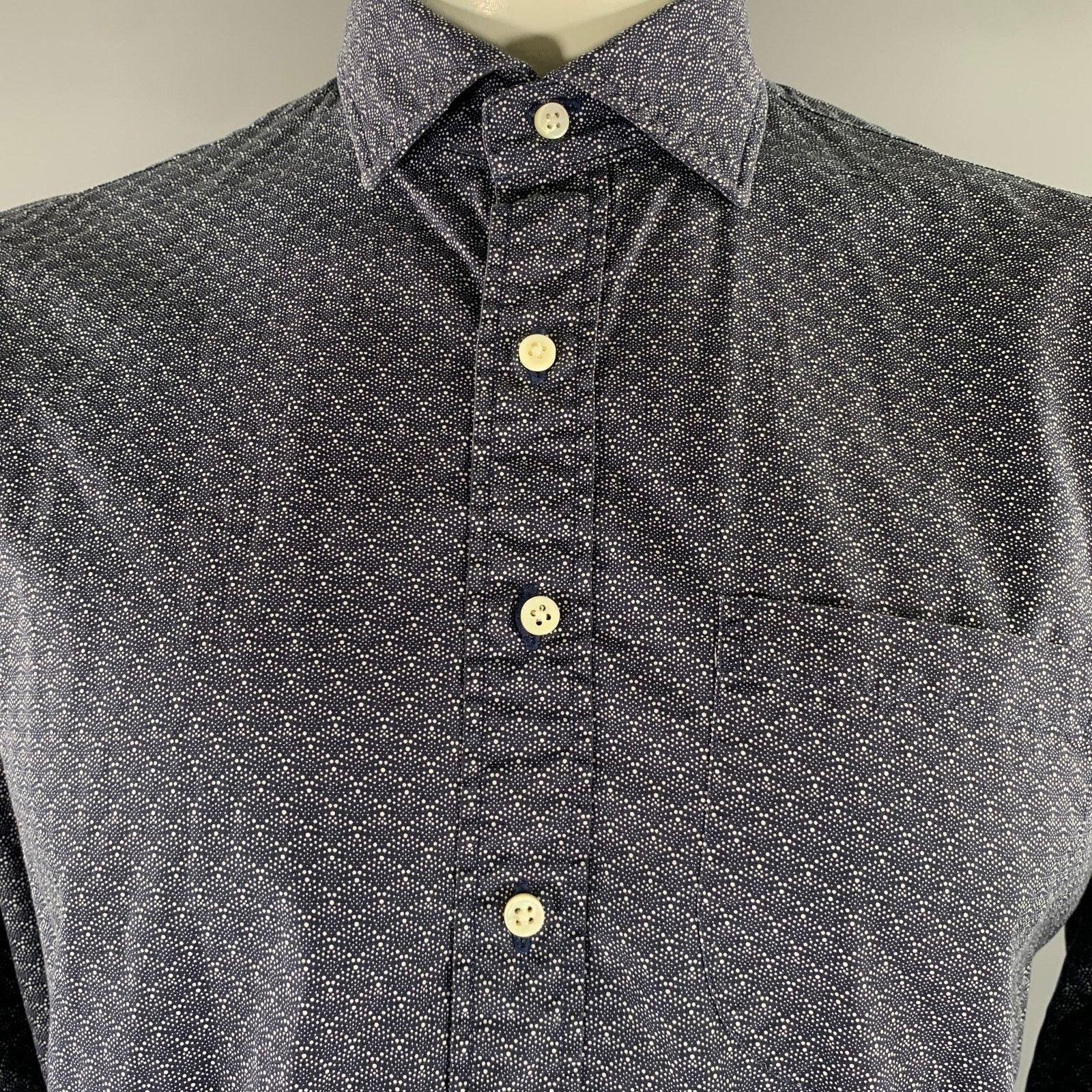 Sid Mashburn SID MASHBURN L Speckled Cotton Button Up Long Sleeve Shirt Size US L / EU 52-54 / 3 - 2 Thumbnail