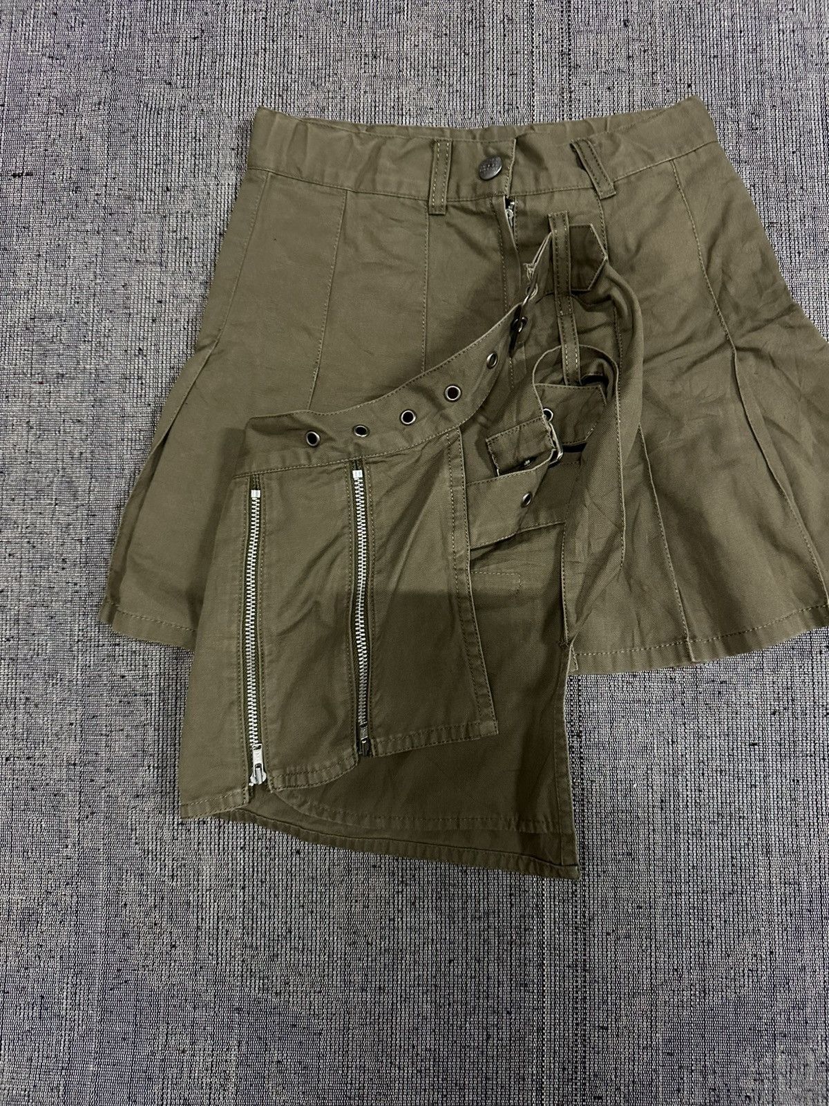 Japanese Brand Vintage BA.TSU Japan Seditionaries Belt Khaki Mini Skirts Size 22" - 5 Thumbnail