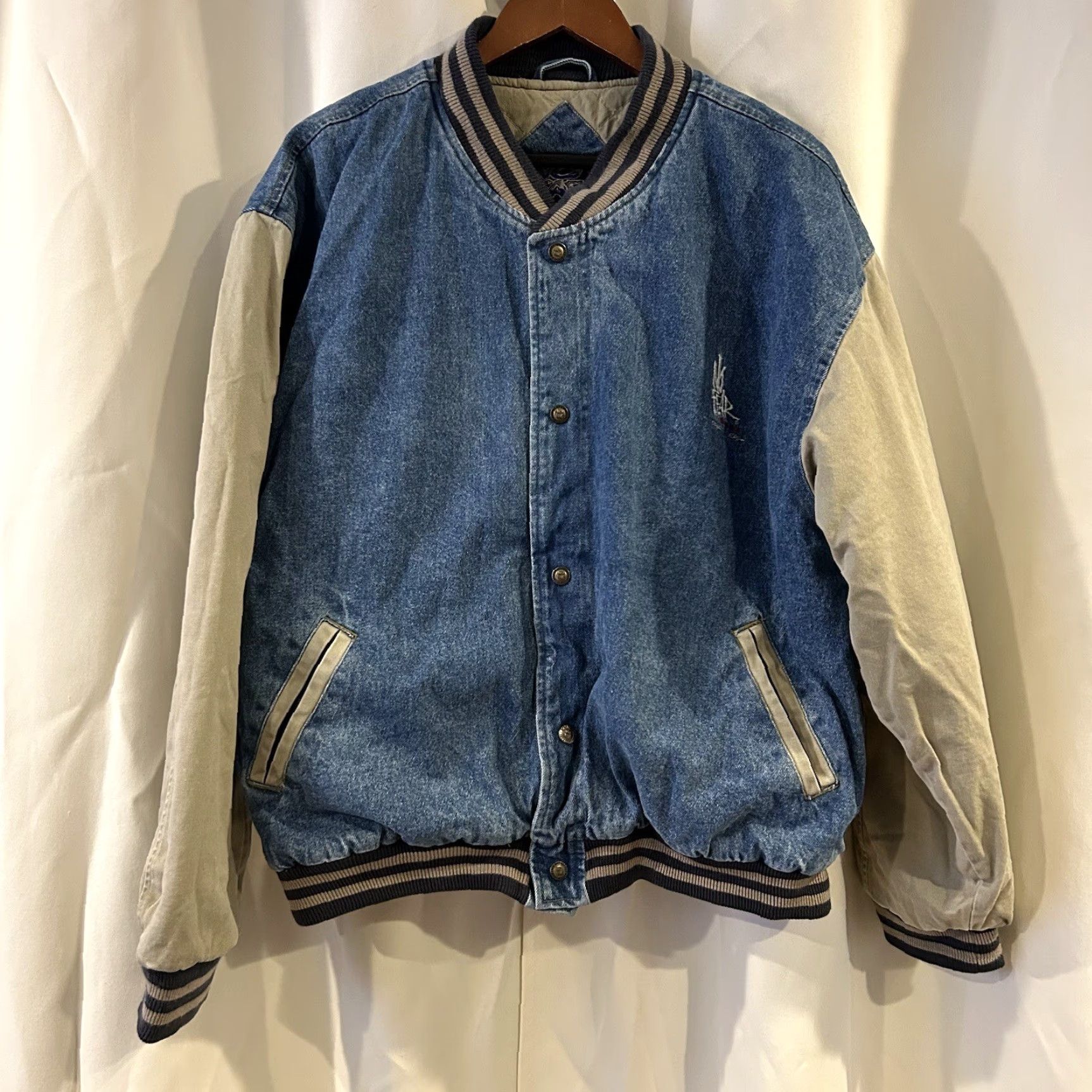 No Fear VINTAGE No Fear Denim Jacket 90s Bomber Mens L Blue Snap Button Regular Fit All Seasons Size US L / EU 52-54 / 3 - 2 Thumbnail