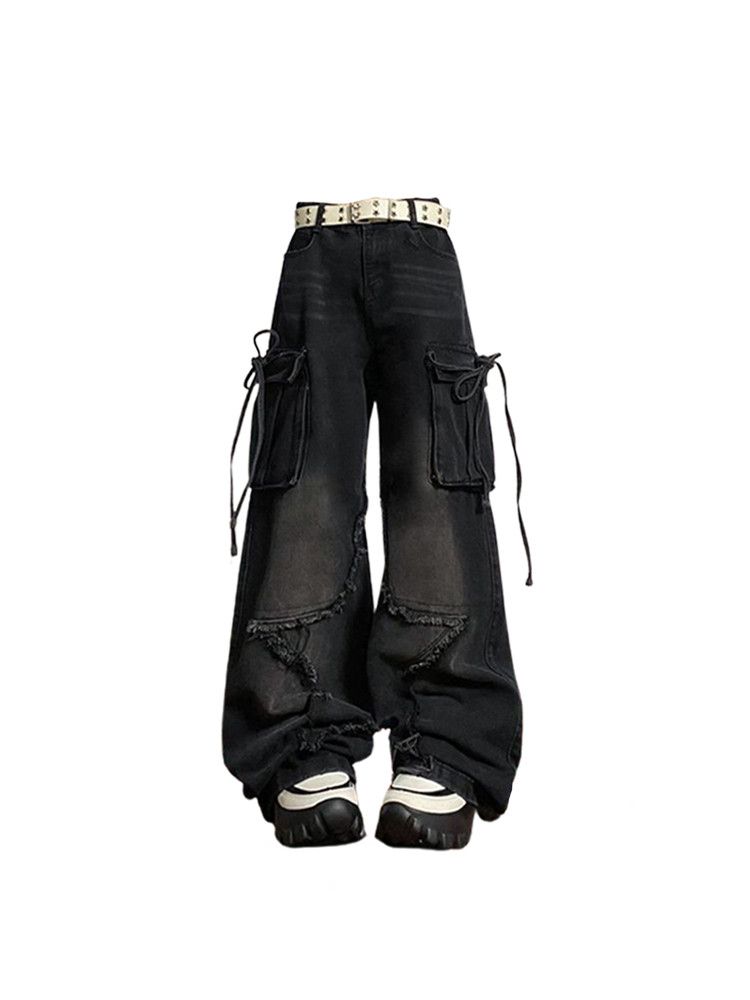 Black Denim Cargo Jeans