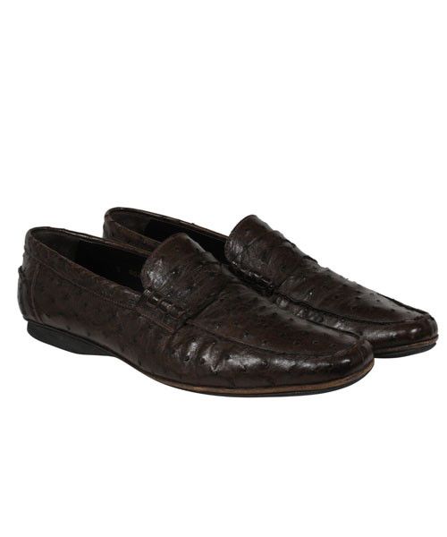 Prada Penny Loafers Brown Ostrtich Leather - 02162 Size US 10 / EU 43 - 1 Thumbnail