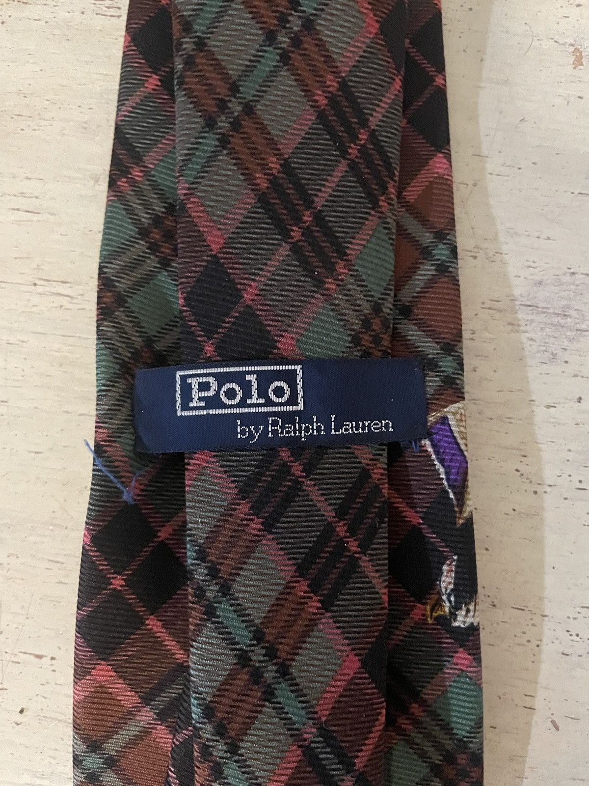 Polo Ralph Lauren × Vintage Rare Plaid-Duck Print Silk Tie Size ONE SIZE - 6 Thumbnail