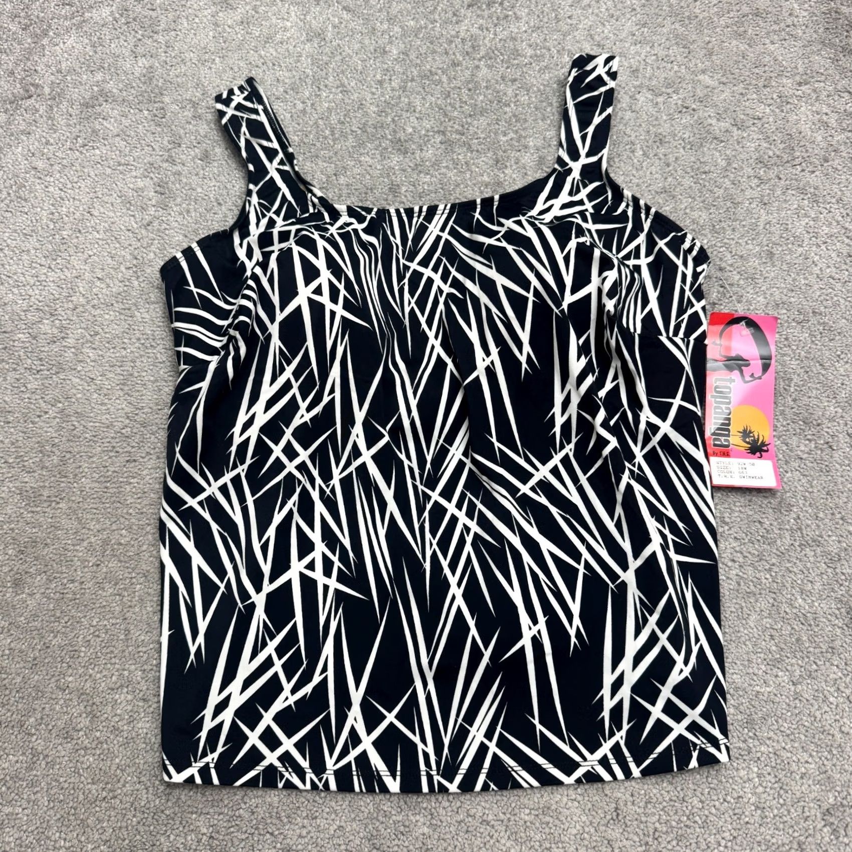 Vintage Topanga Swimwear Tankini Top Womens 18W Black White Slimmer Padded NWT By THE Size XXL / US 16-18 / IT 52-54 - 2 Thumbnail