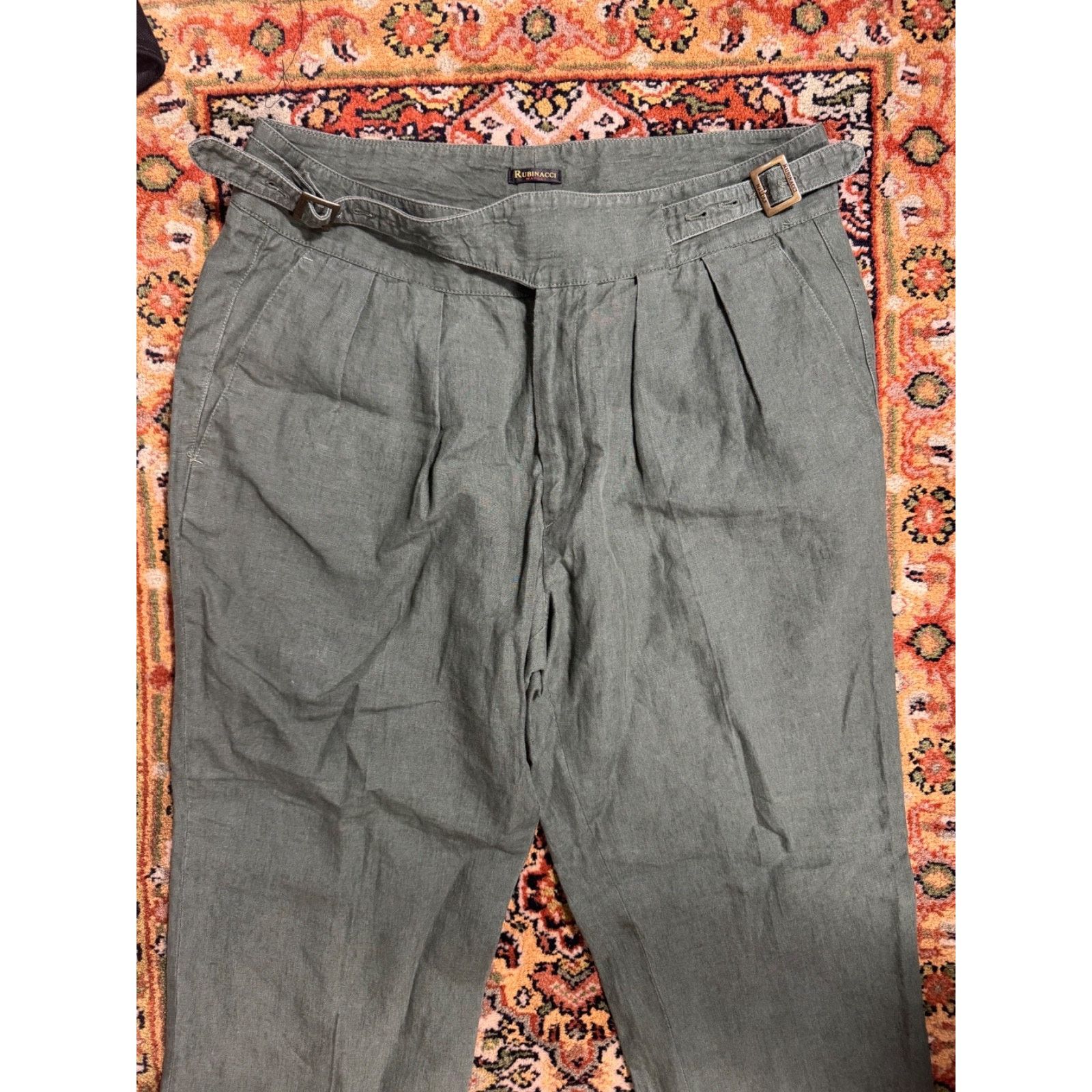 Rubinacci Rubinacci Manny Olive 100% Linen Ghurkha Trousers 48 32x28.5 Size US 32 / EU 48 - 3 Thumbnail