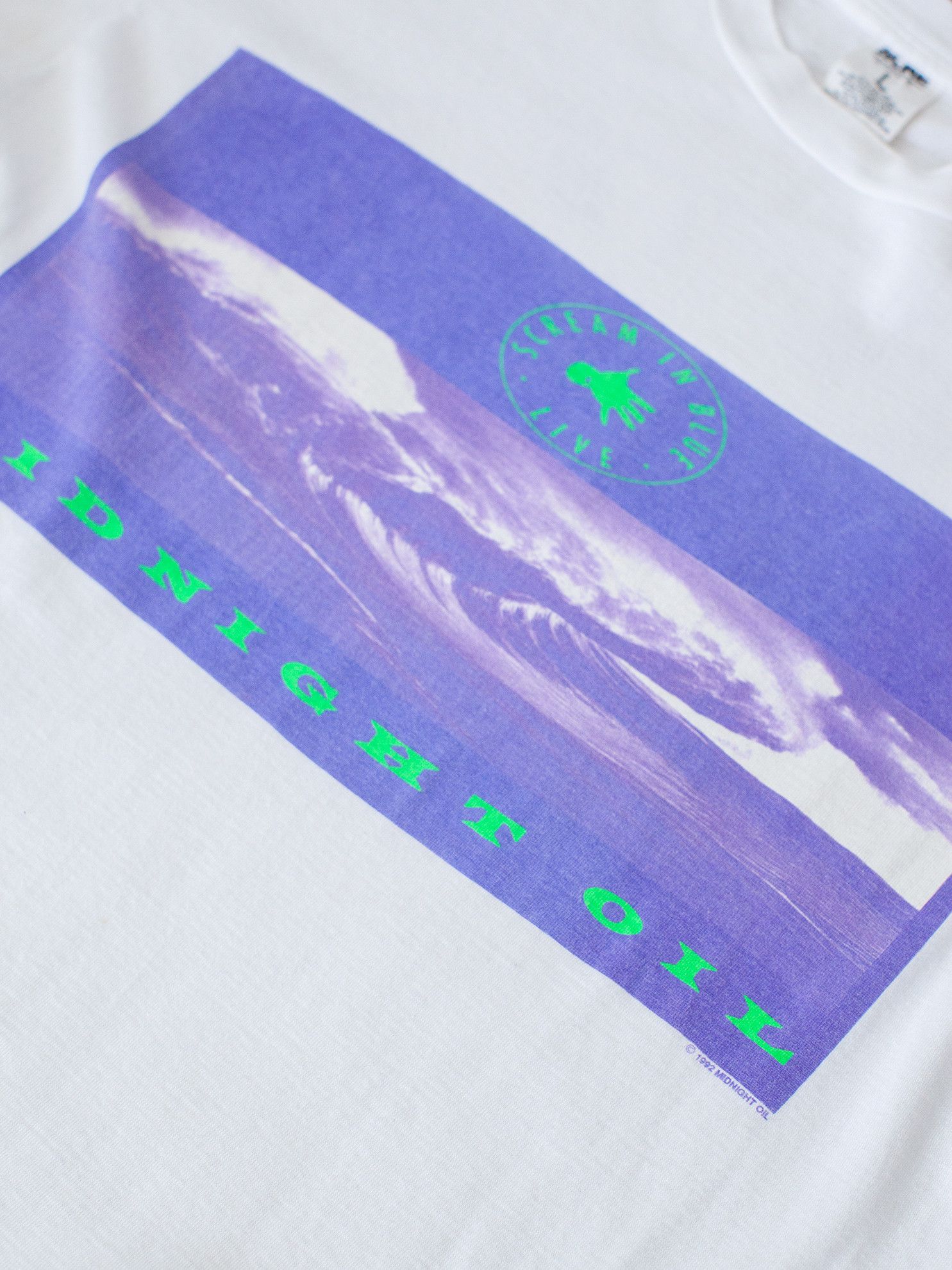 Vintage Vintage 1992 Midnight Oil "Scream in Blue" Live T-Shirt Size US L / EU 52-54 / 3 - 4 Thumbnail