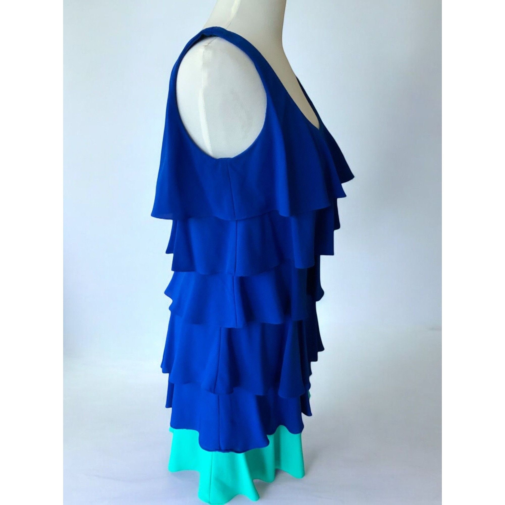 Calvin Klein Calvin Klein Womens Blue Aqua Tiered Sleeveless Dress 8 Size M / US 6-8 / IT 42-44 - 6 Thumbnail