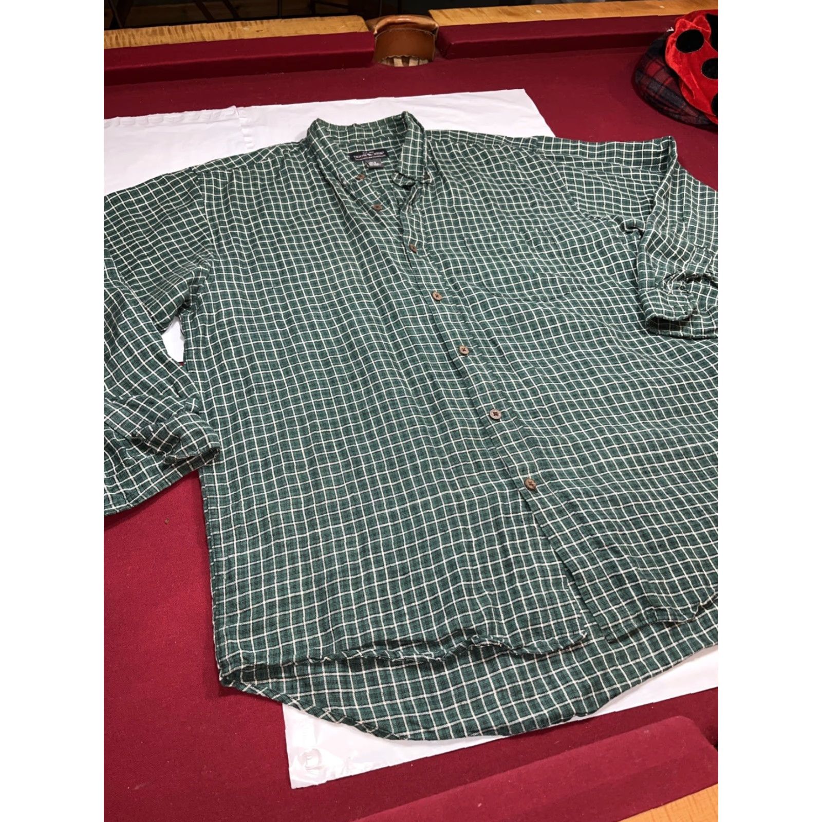 Vintage VINTAGE Moose Creek Button-Up Shirt Linen Checkered Plaid Green White Long Sleeve XL Men Size US XL / EU 56 / 4 - 4 Thumbnail