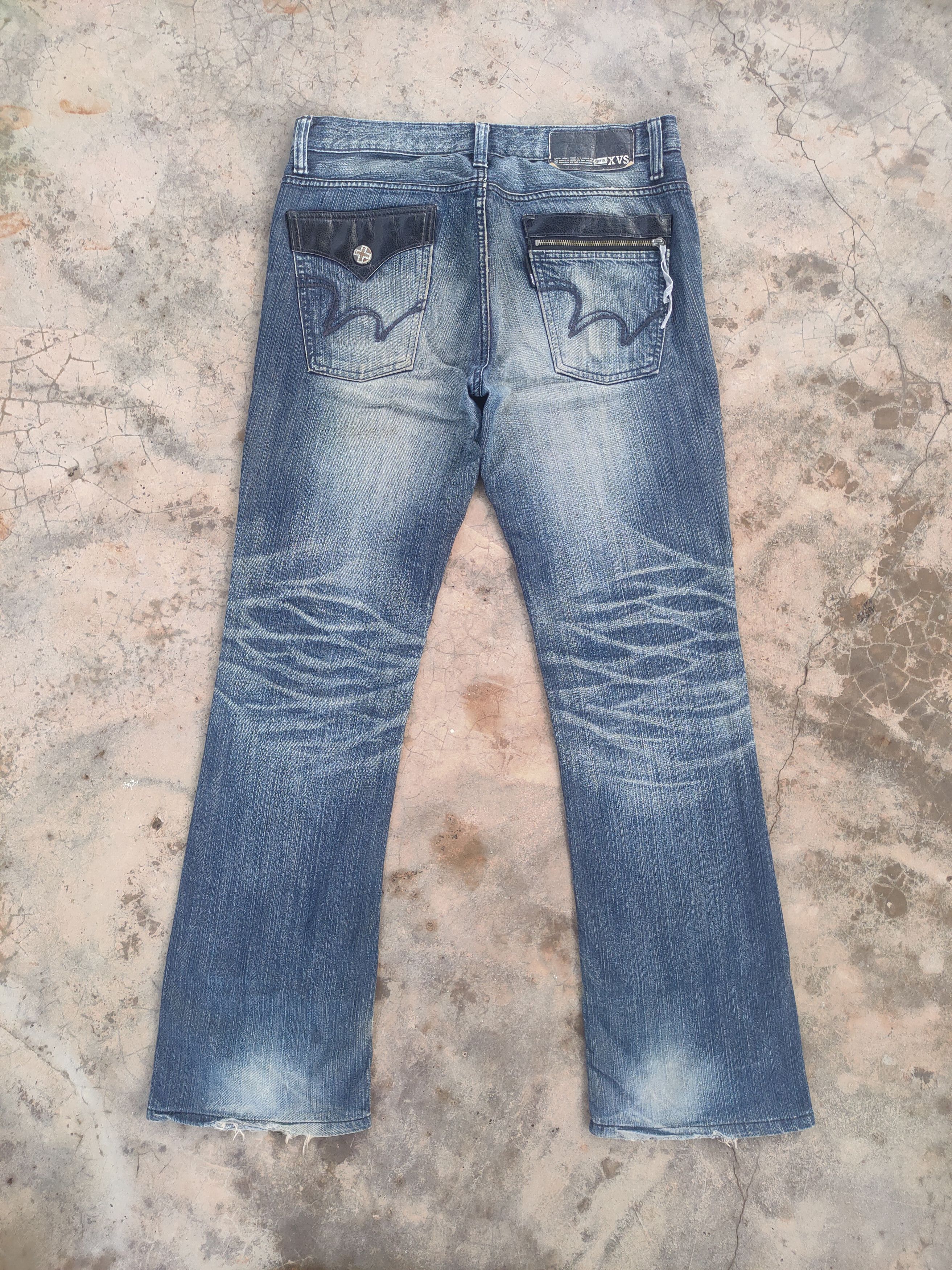 Vintage Flare japanese faded distressed jeans denim pants