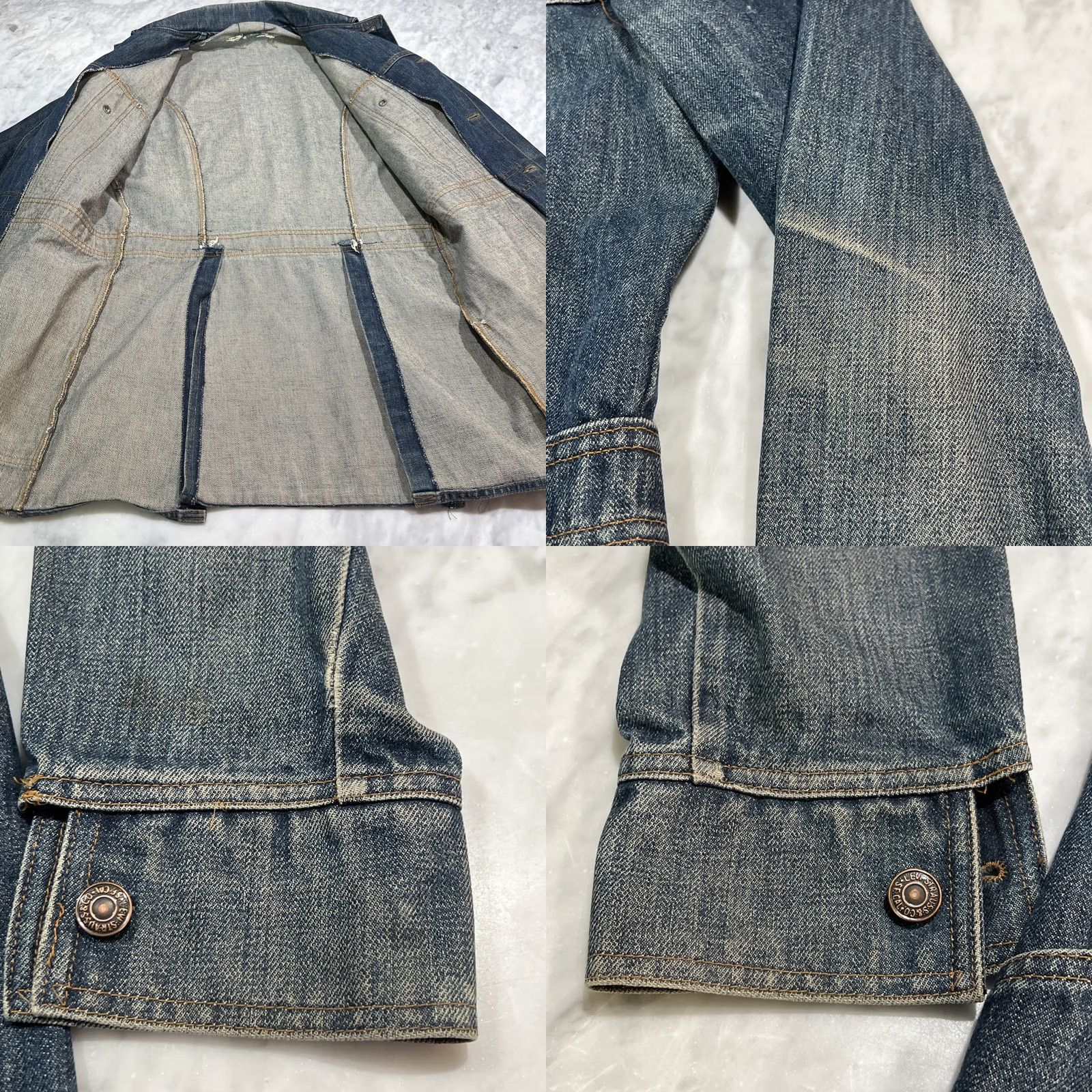 Levi's VINTAGE Levi’s Jacket Men's M Orange Tab Split Tail Chore Long Denim Blue 70s Workwear Size US 31 - 8 Thumbnail