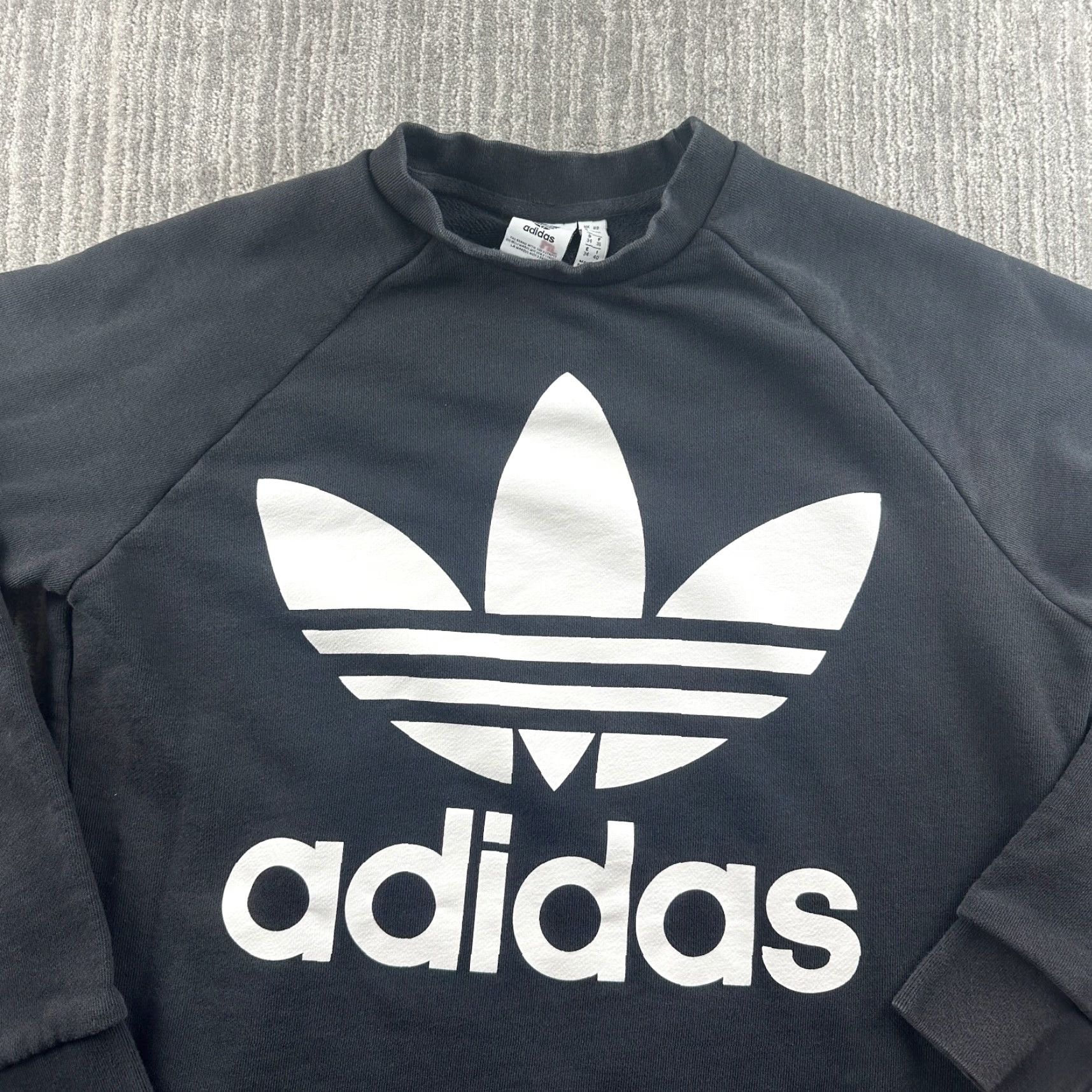 Adidas adidas Sweater Womens Small Black White Logo Spellout Pullover Fleece Ladies Size S / US 4 / IT 40 - 3 Thumbnail