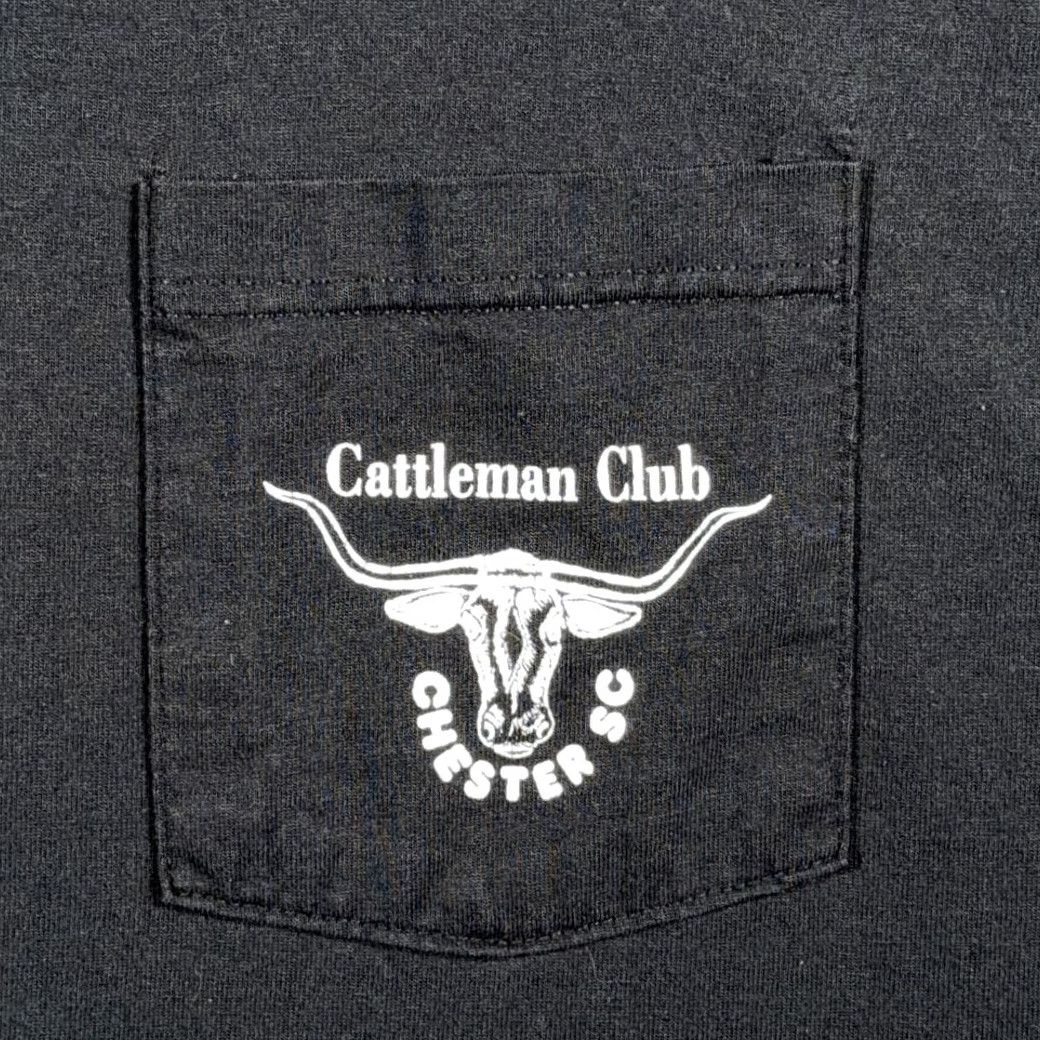 Fruit Of The Loom VINTAGE Cattleman Club Shirt Adult EXTRA LARGE Black Pocket Texas Longhorn 90s Size US XL / EU 56 / 4 - 3 Thumbnail