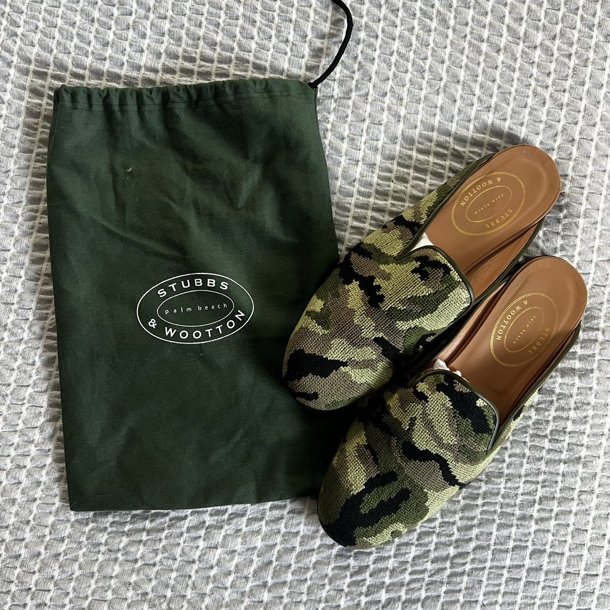 Stubbs & Wootton Stubbs & Wootton Camo Green Needlepoint Mule Size US 13 / EU 46 - 2 Thumbnail