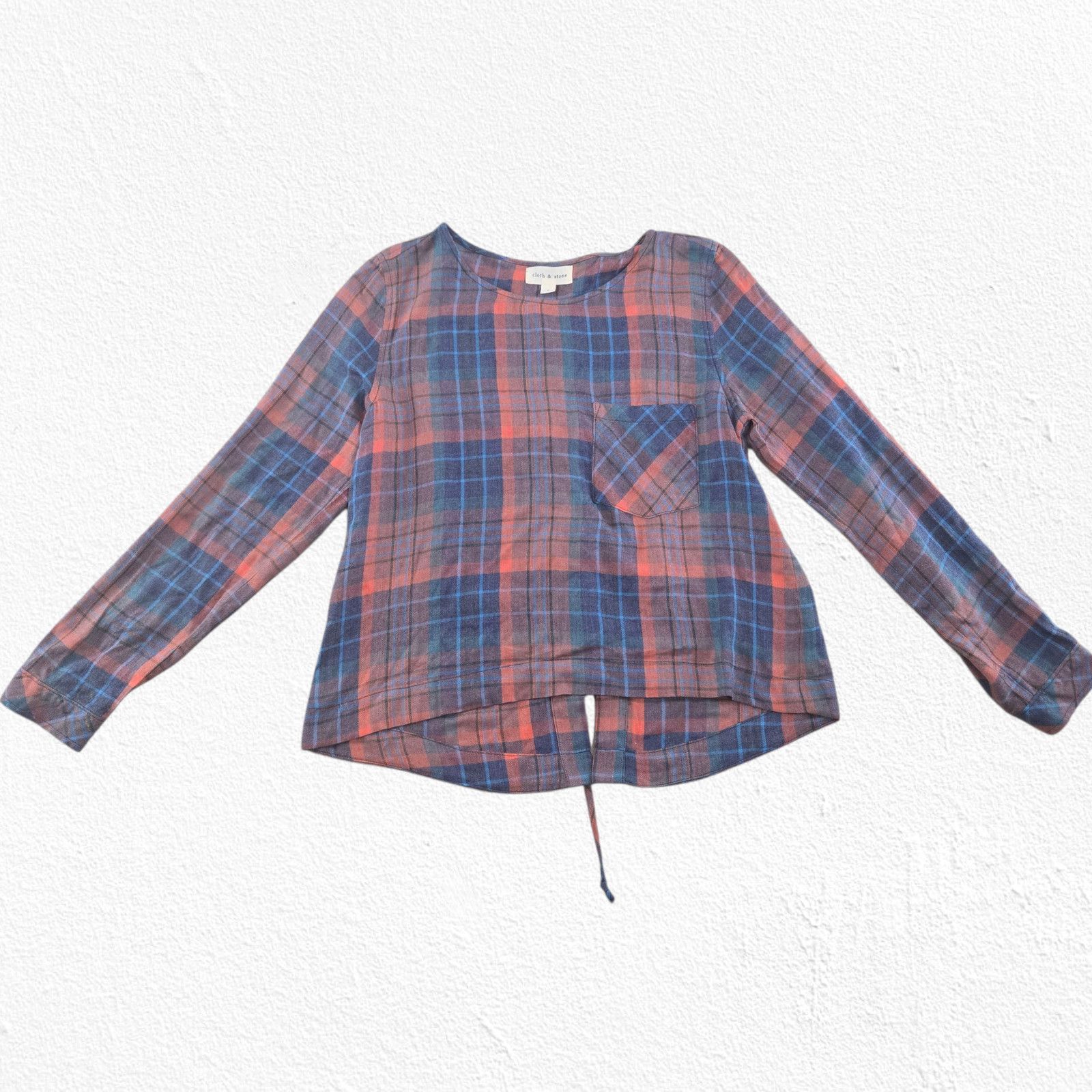 Other Cloth & Stone Plaid Lace-Up Back Flannel Top Size Small Size S / US 4 / IT 40 - 3 Thumbnail