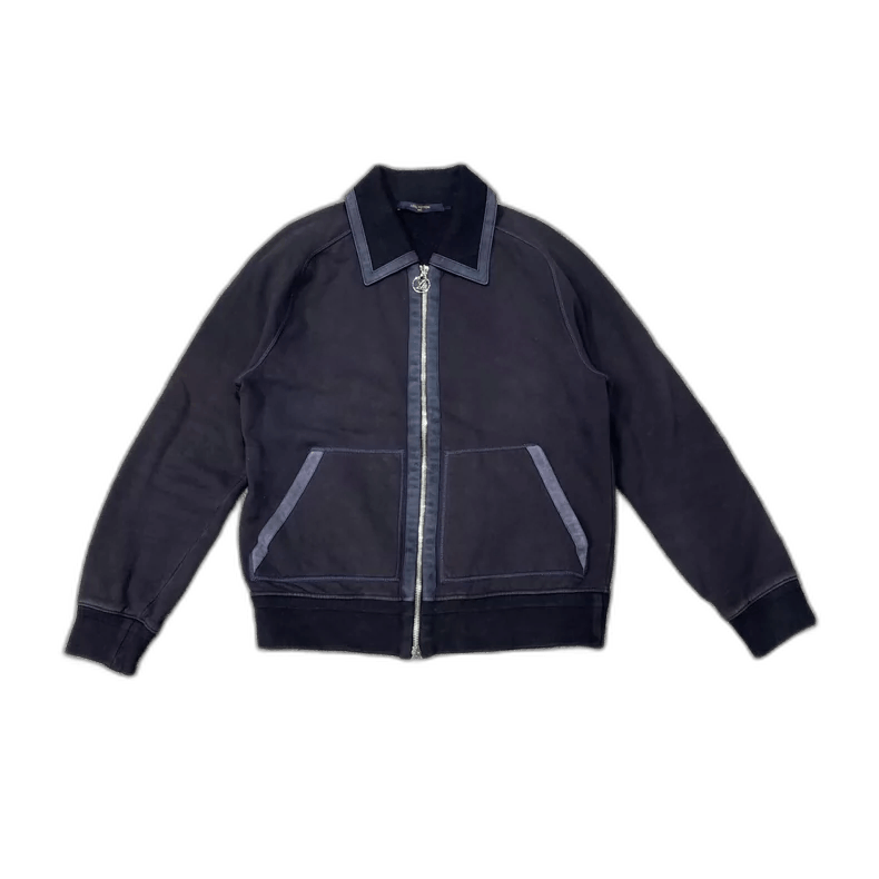 Louis Vuitton Deep Blue Zipper Jacket with Leather Details-yf Size US S / EU 44-46 / 1 - 1 Thumbnail