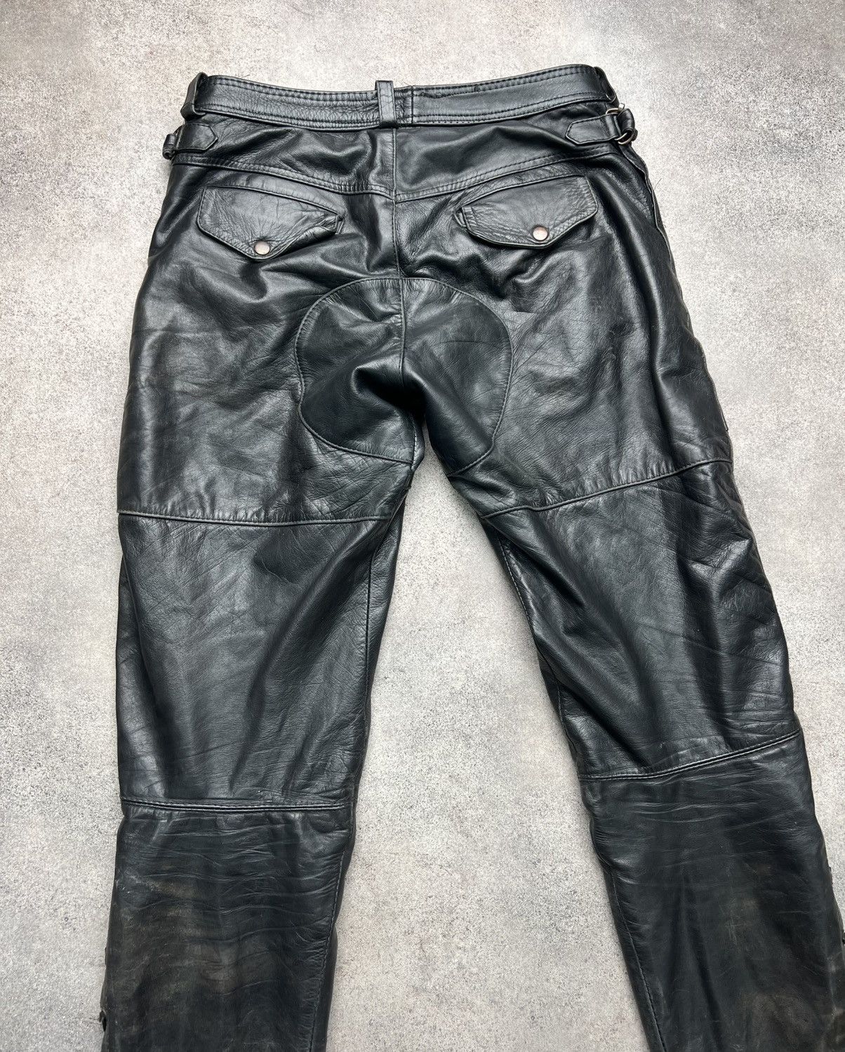Vintage Vintage genuine leather biker pants Size US 33 - 8 Thumbnail