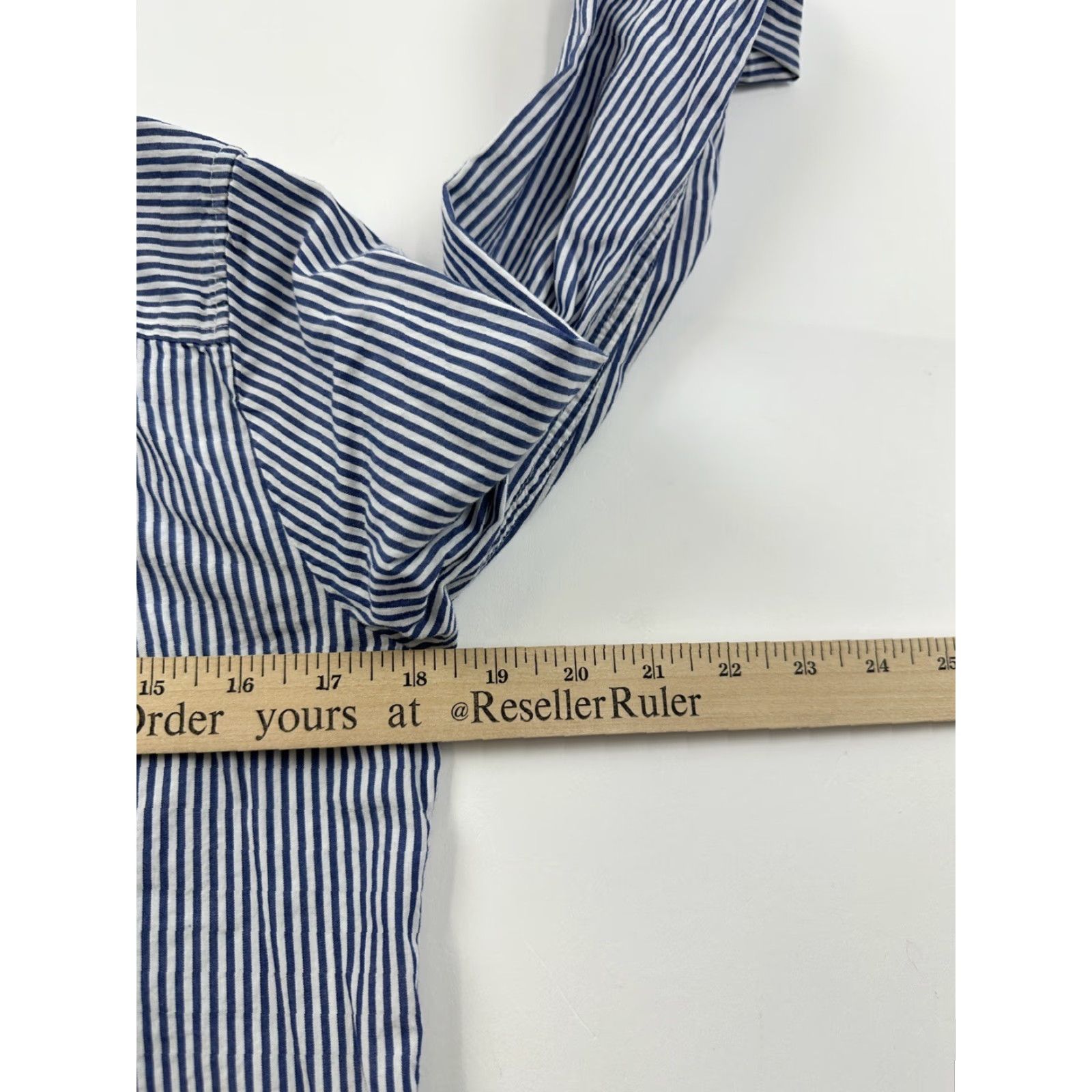 Vintage Tahari Shirt Womens S Blue 100% Cotton Button-Up Long Sleeve Lightweight Striped Basic Size S / US 4 / IT 40 - 8 Thumbnail