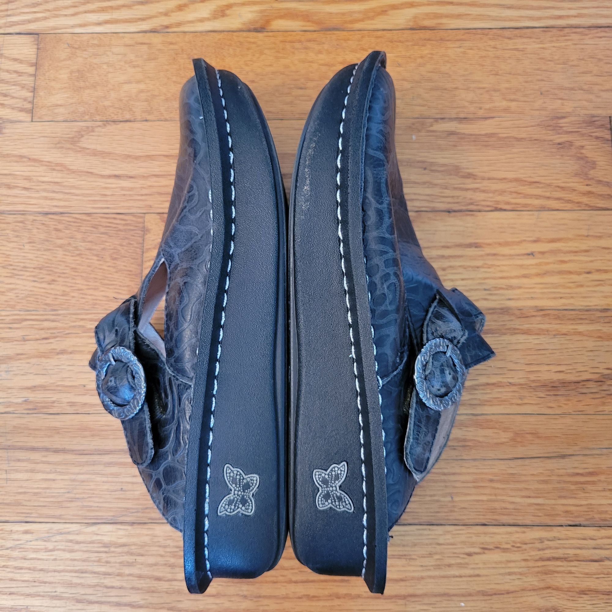 Vintage Alegria Leather Mules Buckle 37 Black Mary Janes ALG 531 Cla Size US 7 / IT 37 - 4 Thumbnail