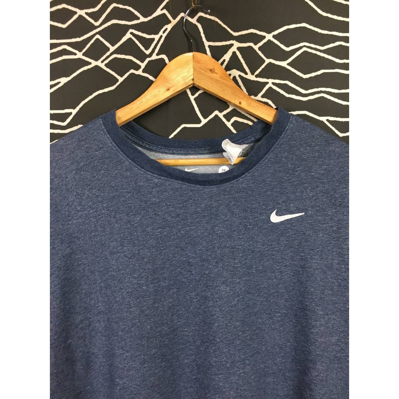 Nike Nike Dri-Fit Swoosh Logo Heather Blue Athletic Tee Size US XL / EU 56 / 4 - 3 Thumbnail