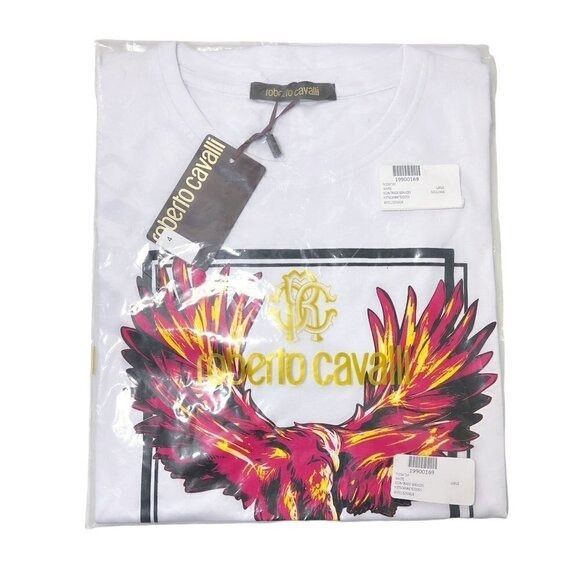 Roberto Cavalli Roberto Cavalli Mens White Phoenix Print Short Sleeve Crew N Size US L / EU 52-54 / 3 - 6 Thumbnail