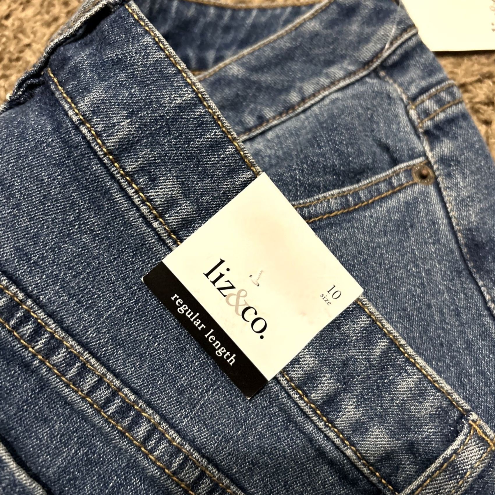 CO Liz & Co Jeans Womens Regular Size 10 Cotton Denim Blue Bootcut Inseam 31.5" NWT Size 32" / US 10 / IT 46 - 3 Thumbnail