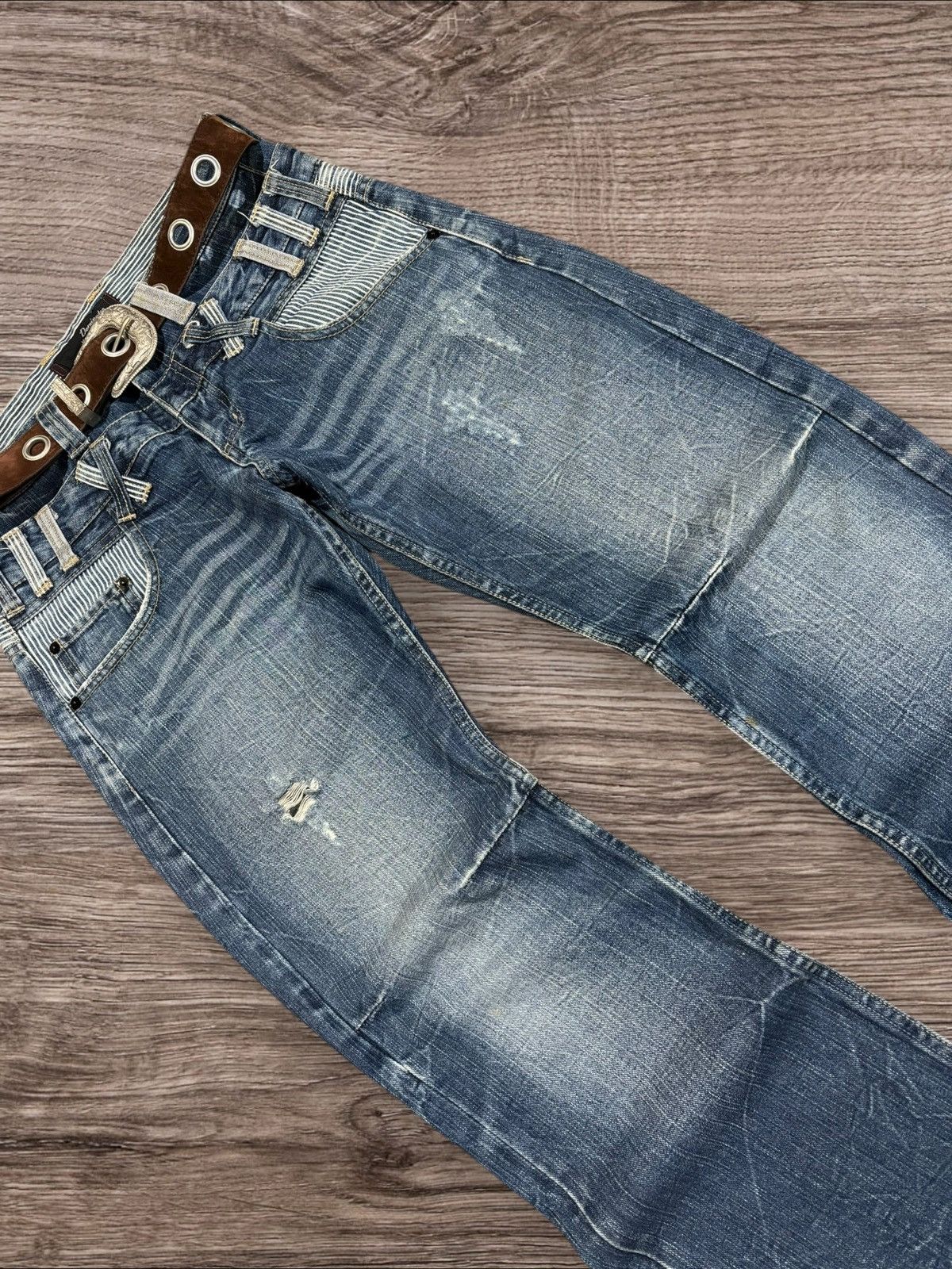 14th Addiction Y2k Japanese Dominate Double Waist Faded Grunge Punk Jeans Size US 32 / EU 48 - 6 Thumbnail