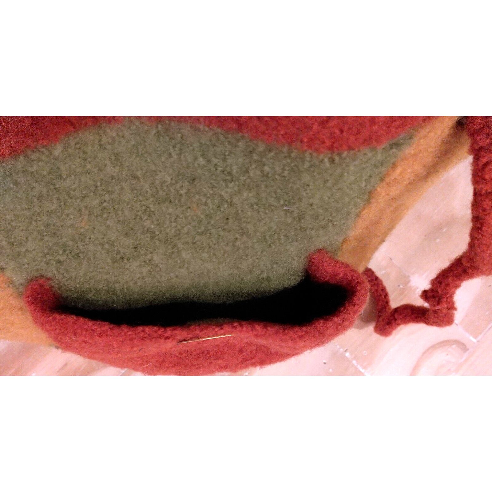 The Unbranded Brand Wool Bucket Handbag Double Straps Outside Pocket Orange Size ONE SIZE - 8 Thumbnail