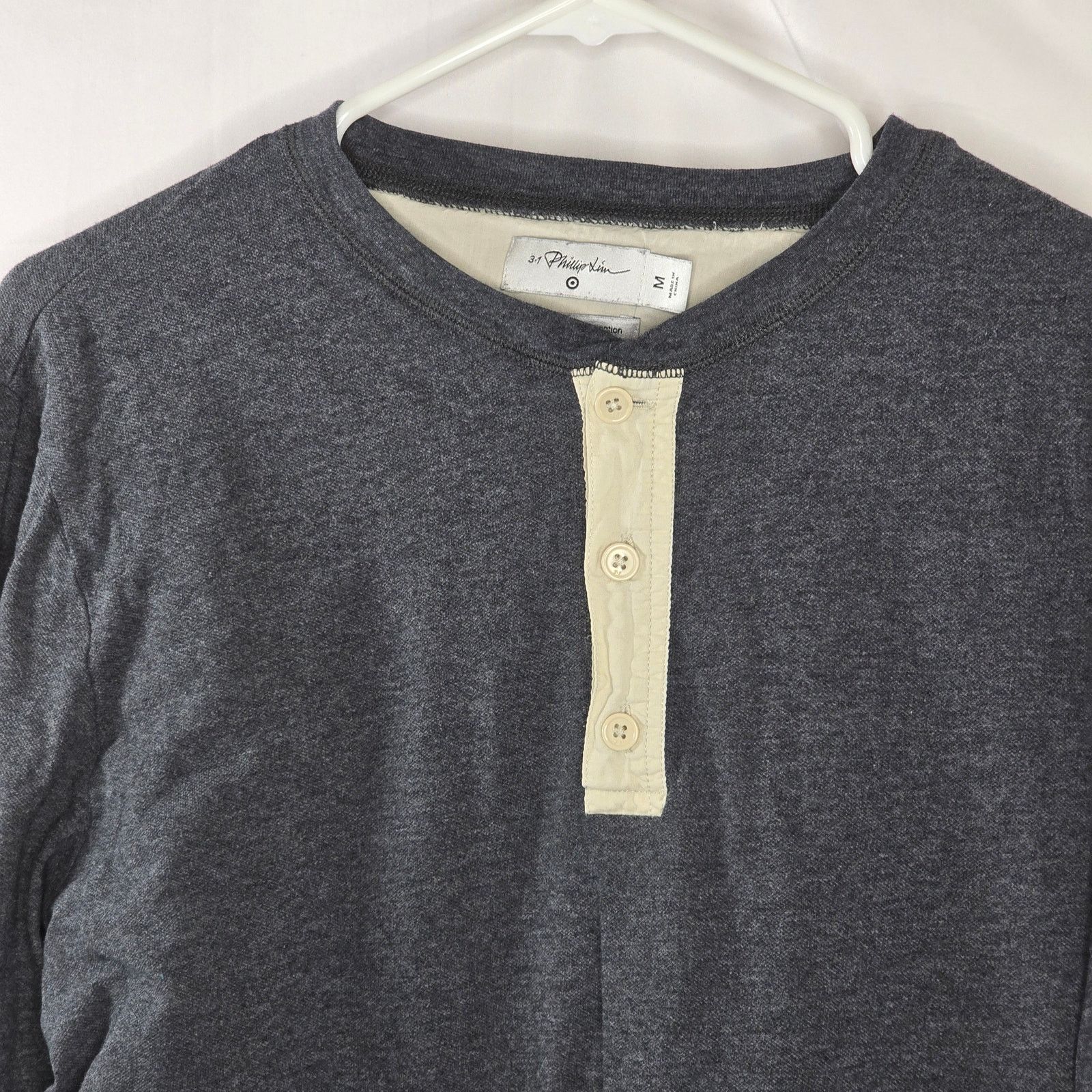 3.1 Phillip Lim 3.1 Phillip Lim Target Gray Long Sleeve Henley Top Medium Size US M / EU 48-50 / 2 - 3 Thumbnail