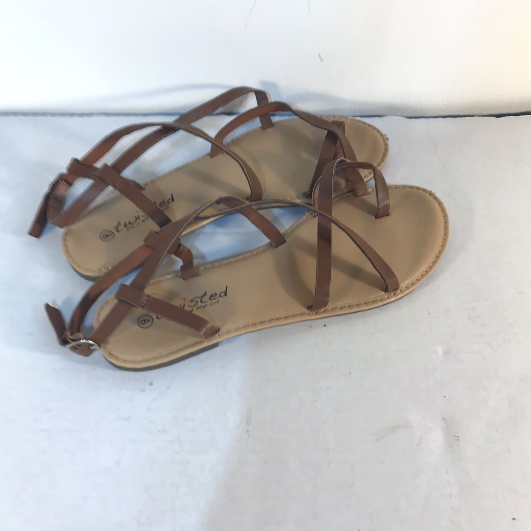 Twisted X Twisted Brown Leather Strappy Flat Sandals Womens Size 9 Adjustable Buckle Comfort Size US 9 / IT 39 - 2 Thumbnail