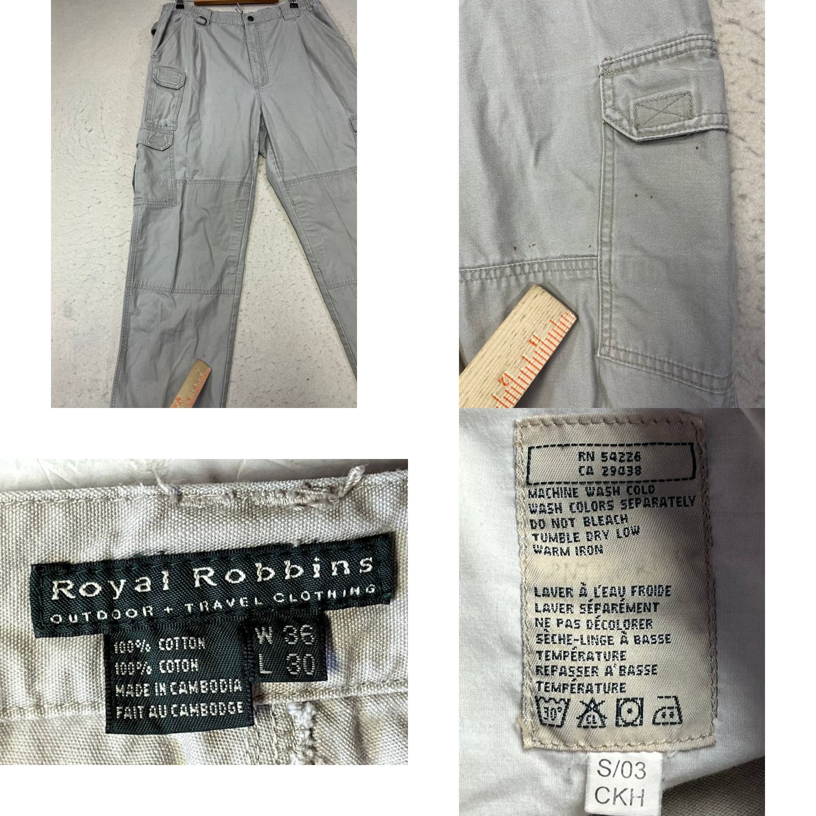 Royal Robbins VINTAGE Royal Robbins Cargo Pants Beige Khaki VTG Utility Work Outdoor Travel 36x30 Men Size US 36 / EU 52 - 9 Thumbnail