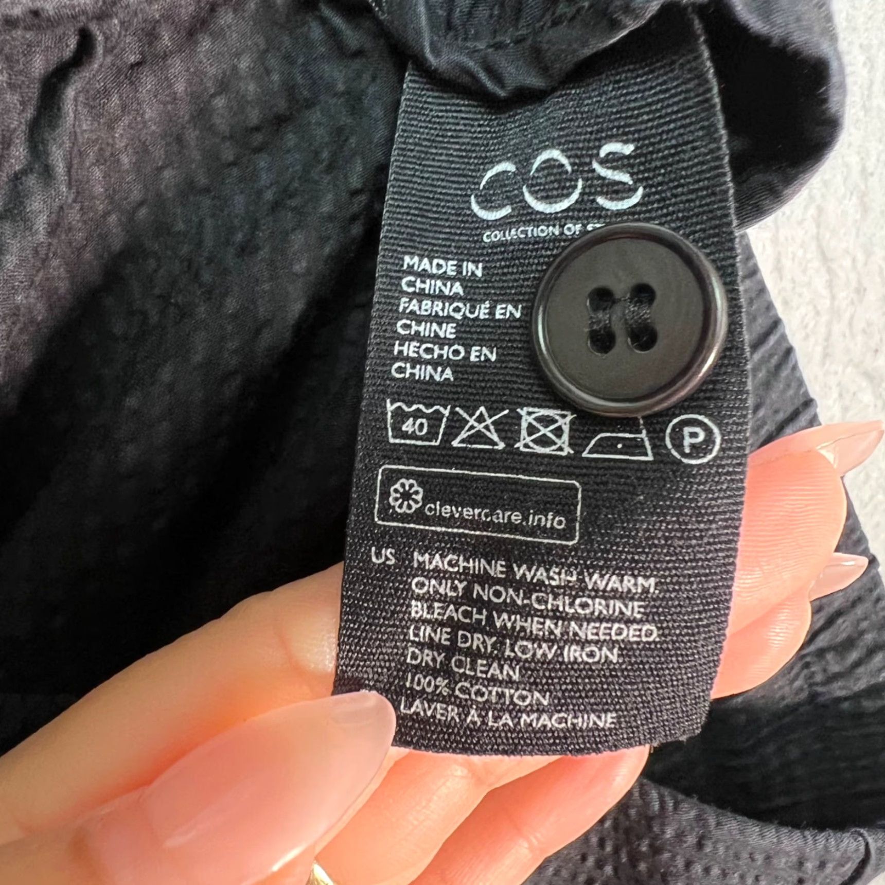 Cos COS Men's 32 Black Textured Cotton Tapered Leg Chino Pants Elastic Waist - Flat Front, Mid Rise, 27in Inseam, Casual, Regular, Pocket - Mens Pants Size US 32 / EU 48 - 4 Thumbnail