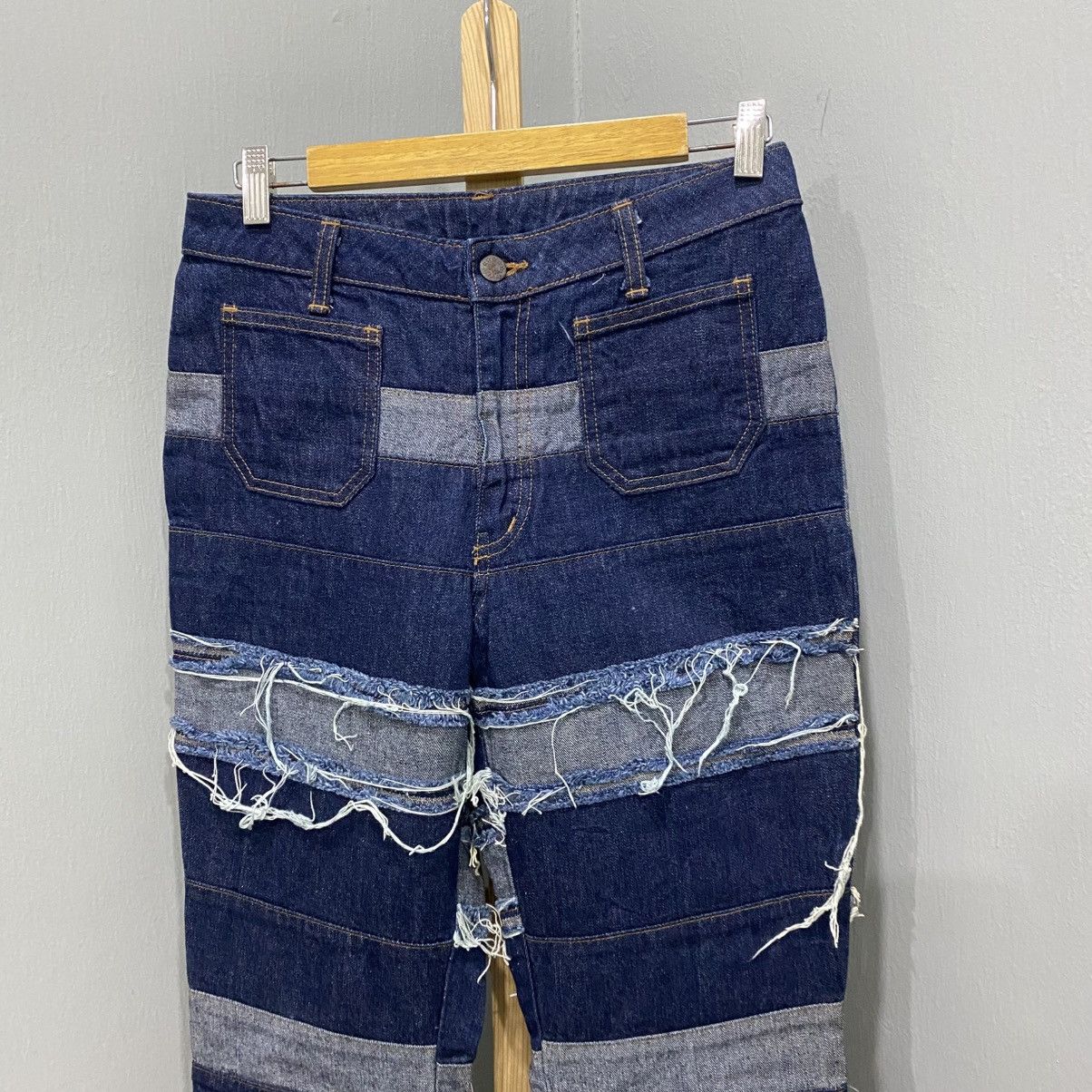 Hysteric Glamour Japanese Brand Vintage Kinky Hagi Patchwork Flare Denim Jean Size US 28 / EU 44 - 3 Thumbnail