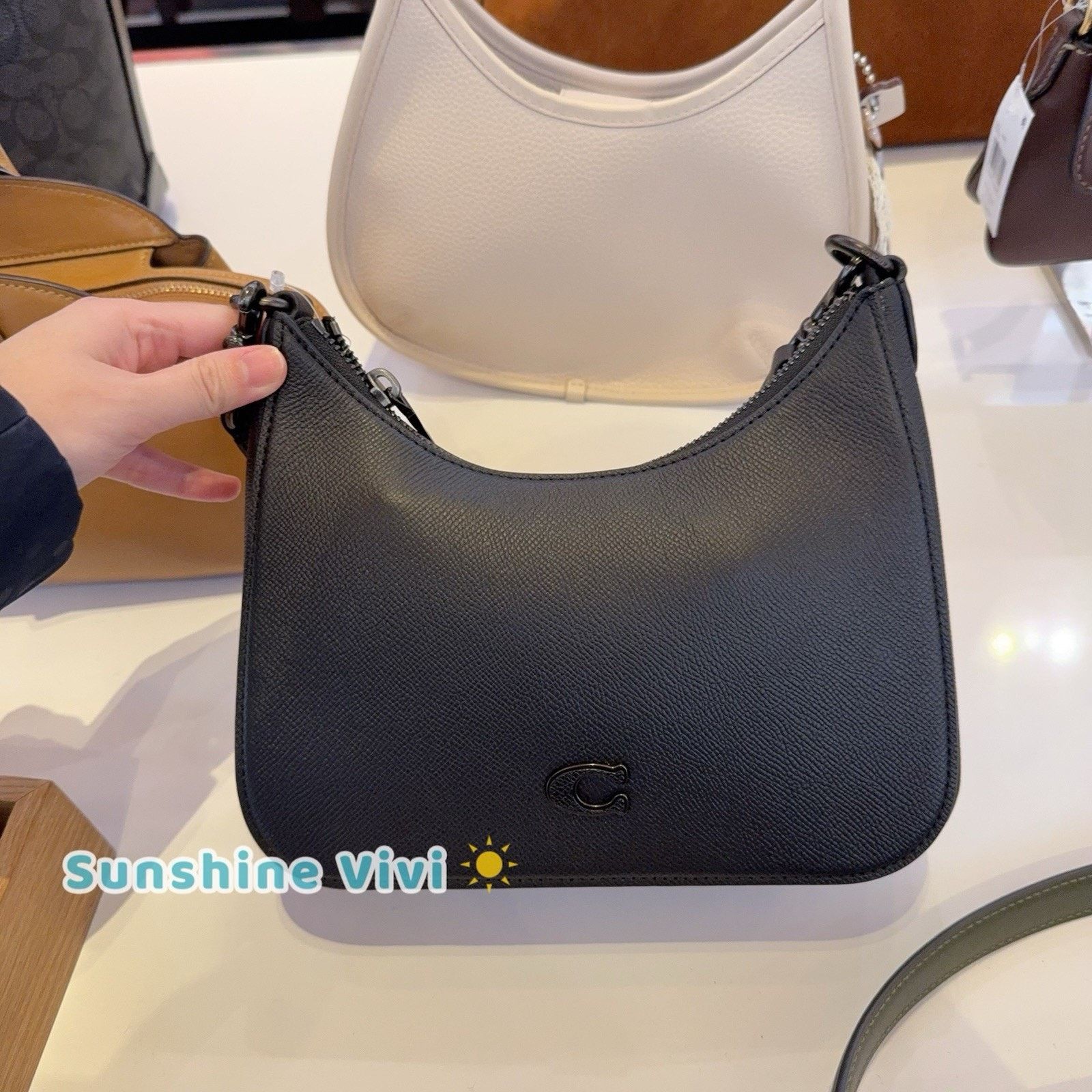Coach NWT Coach Hobo Crossbody Bag Crossgrain Leather CJ842 Black Size ONE SIZE - 7 Thumbnail