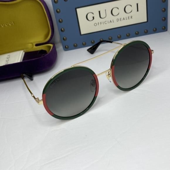 Gucci GUCCI Green Gradient Round Ladies Sunglasses GG0061S 003 56" Size ONE SIZE - 6 Thumbnail