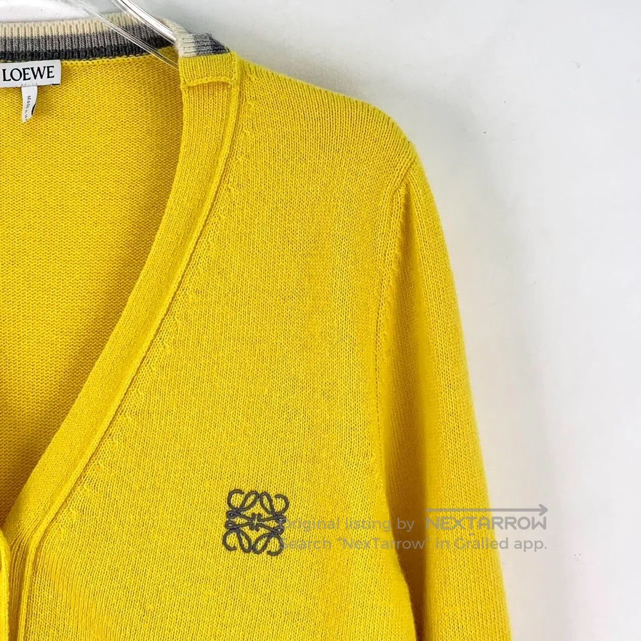 Loewe Loewe Yellow Logo Embroidered Wool V-Neck Single Breasted Size M / US 6-8 / IT 42-44 - 3 Thumbnail