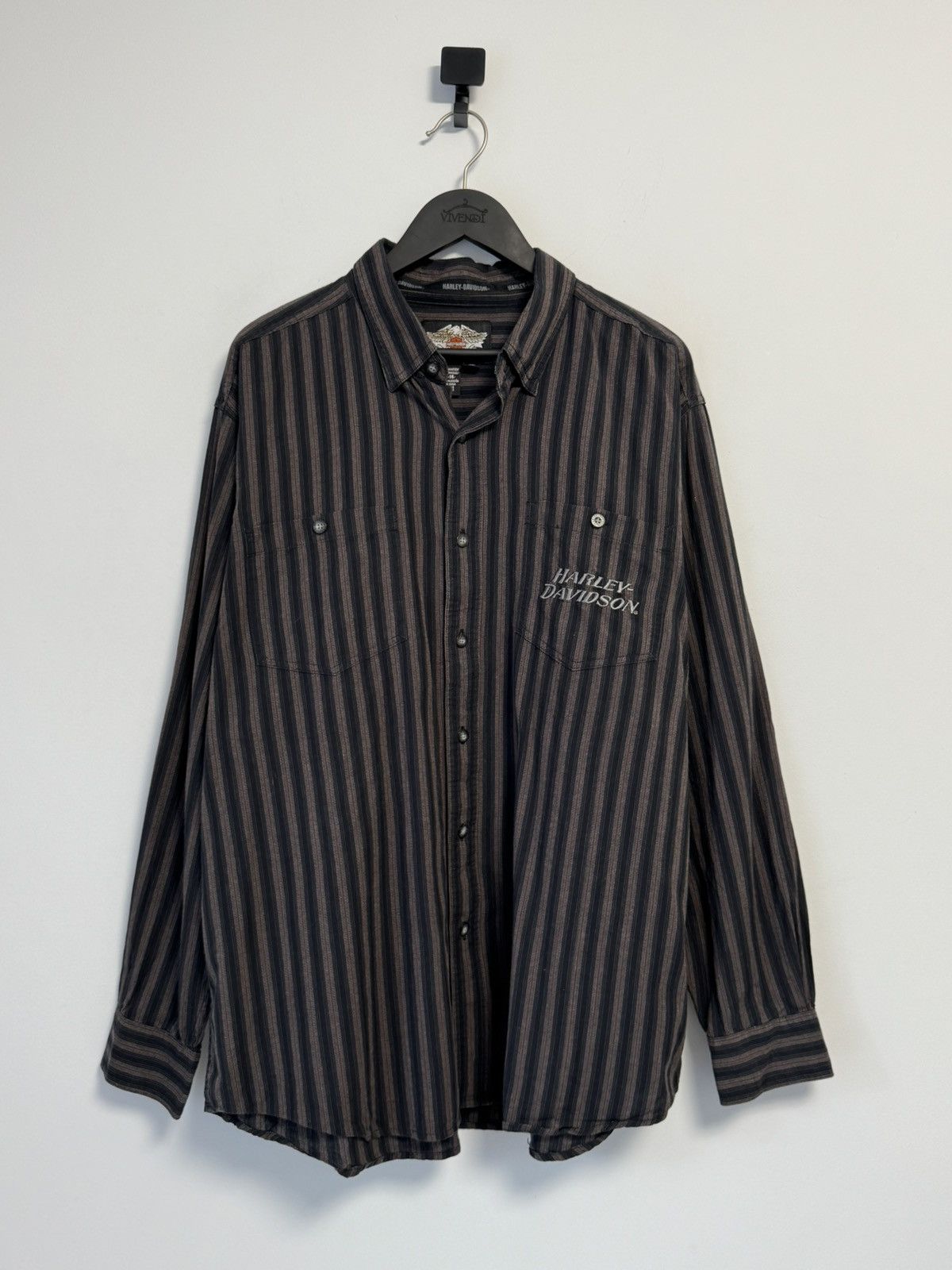 Harley Davidson Harley Davidson Vintage Button Up Big Logo 90’s style Biker Size US XL / EU 56 / 4 - 1 Thumbnail