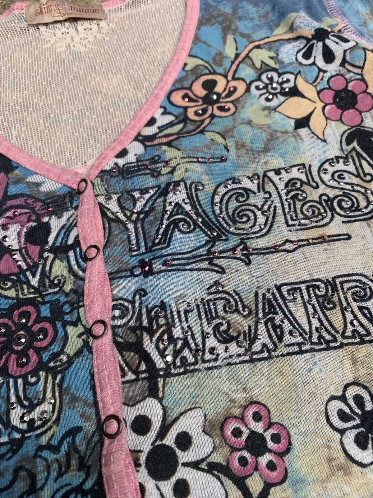 Other y2k Skinny Minnie Floral Blurry Graphic Longsleeve Top Size L / US 10 / IT 46 - 6 Thumbnail