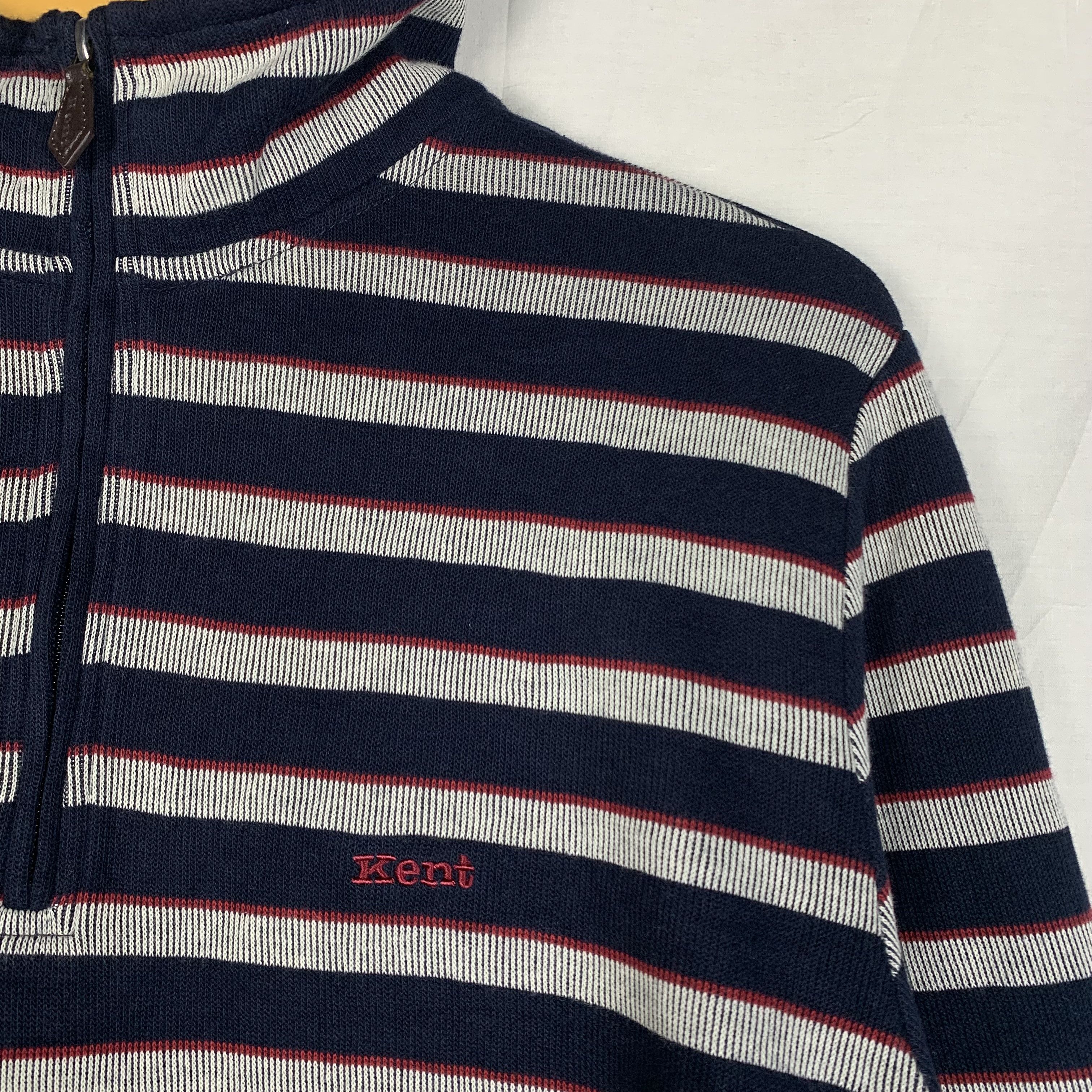 Japanese Brand Vintage KENT Stripped Halfzip Sweatshirt Sweater Size US XL / EU 56 / 4 - 3 Thumbnail