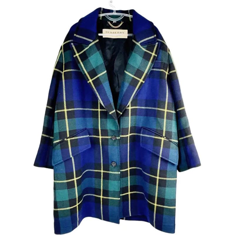 Burberry Burberry Blue Wool Women's Coat Size S Size S / US 4 / IT 40 - 1 Thumbnail