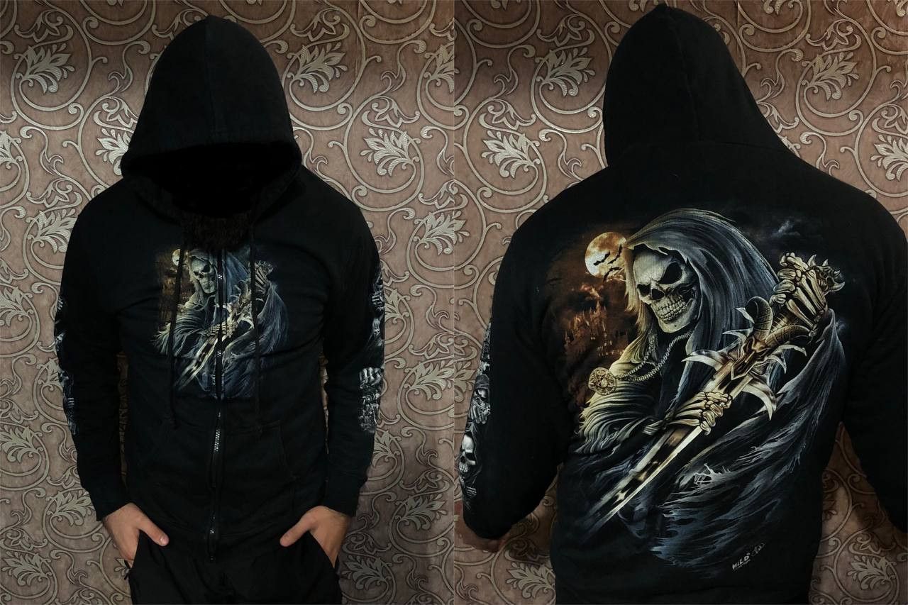 Other Wild Zip Hoodie Skeleton Satan Death Jacket size L Size US L / EU 52-54 / 3 - 1 Thumbnail