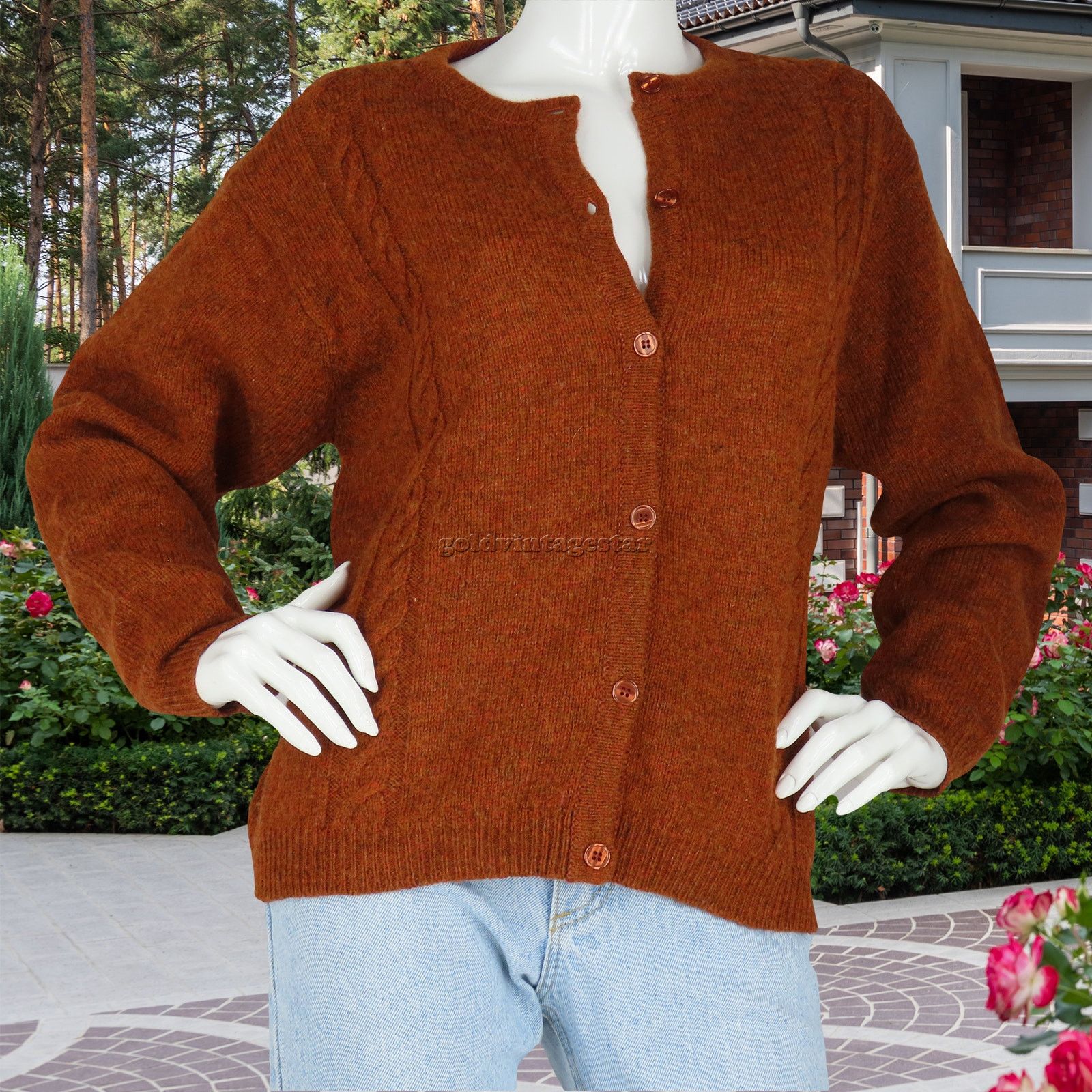 Other Orvis Braided Cable Knit Wool Cardigan Nordic Sweater L Size L / US 10 / IT 46 - 6 Thumbnail