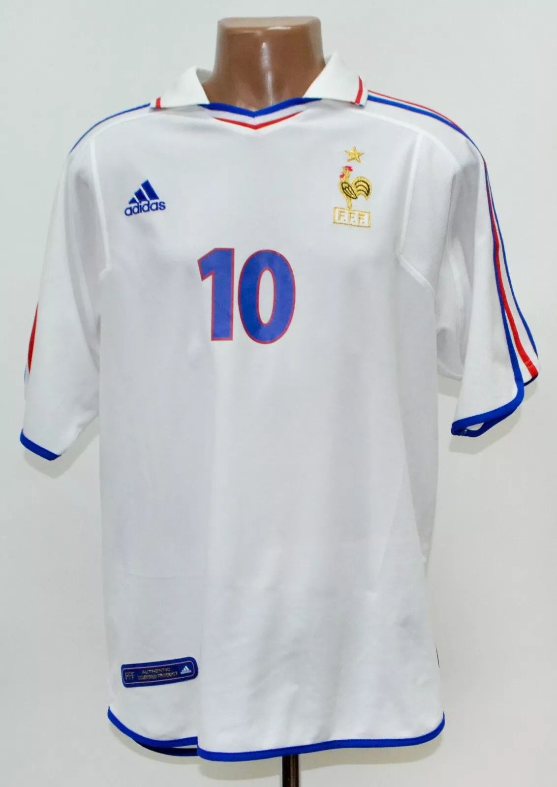 Adidas FRANCE 2000/2002 AWAY FOOTBALL SHIRT ADIDAS #10 ZIDANE L Size US L / EU 52-54 / 3 - 2 Thumbnail